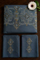 Bedsheets - Premium King Machine embroidery Soft cotton bedsheets(steel grey)