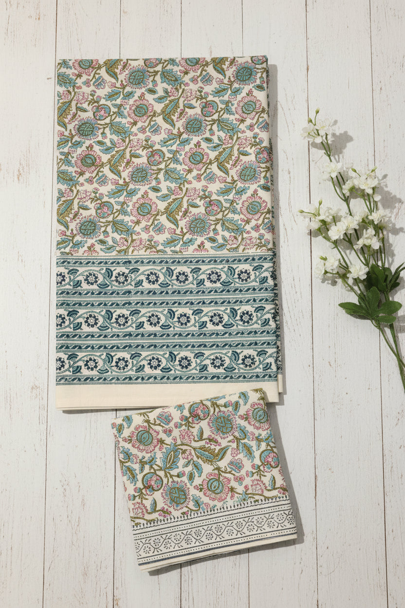 Bedsheets - Queen Mugal premium handblock cotton bedsheets