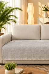 Sofa protector ( meter per) description embroidery(Colour: Silver)