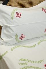 Premium Hand Embroidery Cotton King Size Bedsheet Set with 2 Pillow Covers HEK