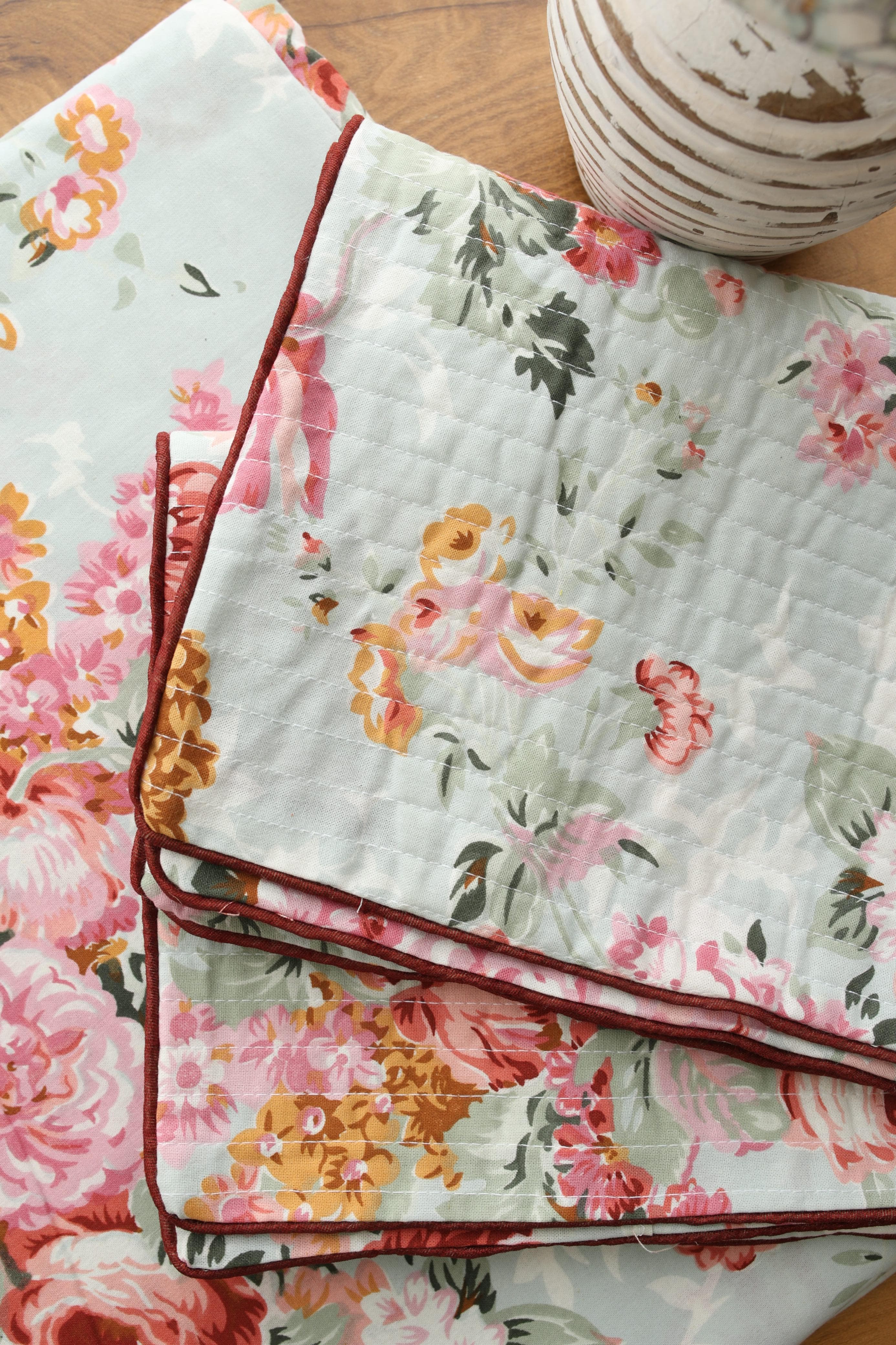 Bedsheets - King anokhi Quilted pillow cover bedsheets pastel exc