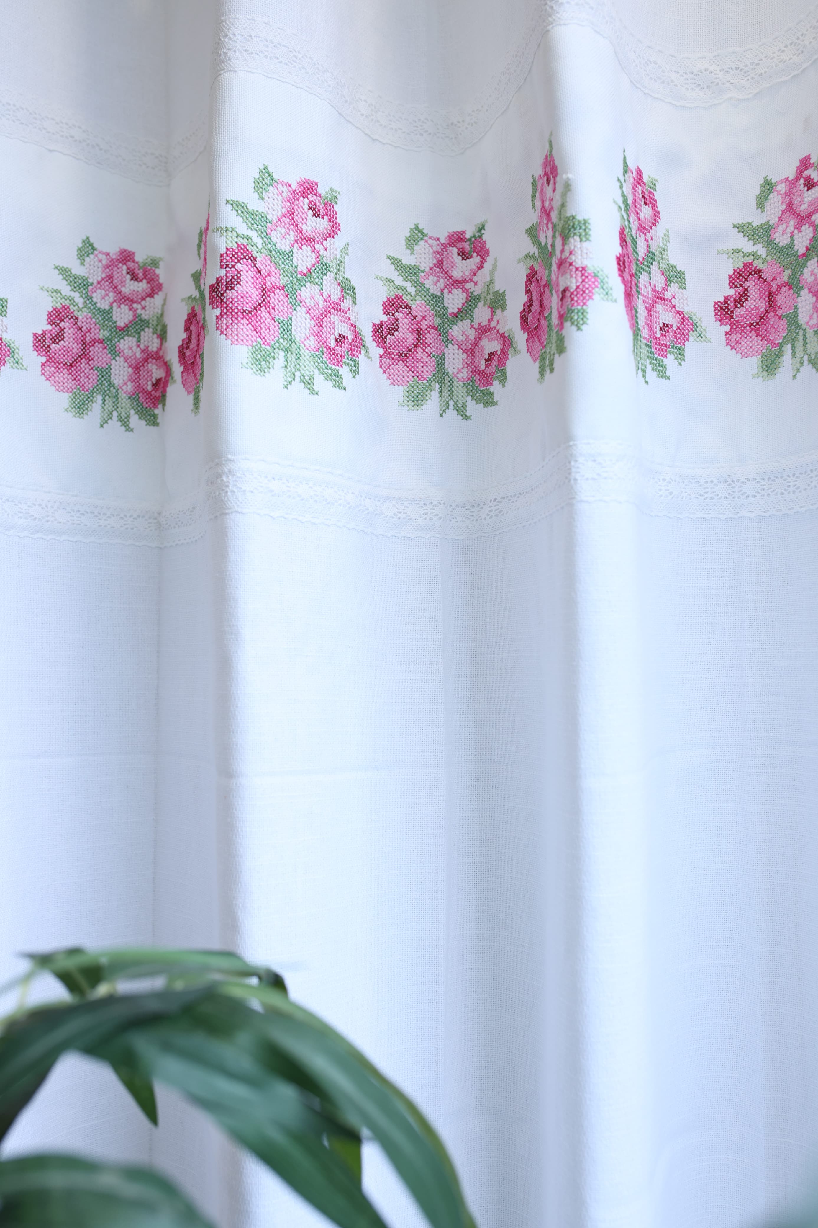 Curtains - Premium Cross Stitch Embroidery Opaque Curtain Lillian roses