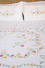 King Size Premium Machine Embroidery Bedsheet Set with 2 Pillow Covers (108x108)