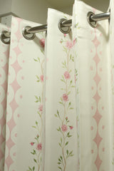 Curtains - English Floral series opaque curtains white colour base