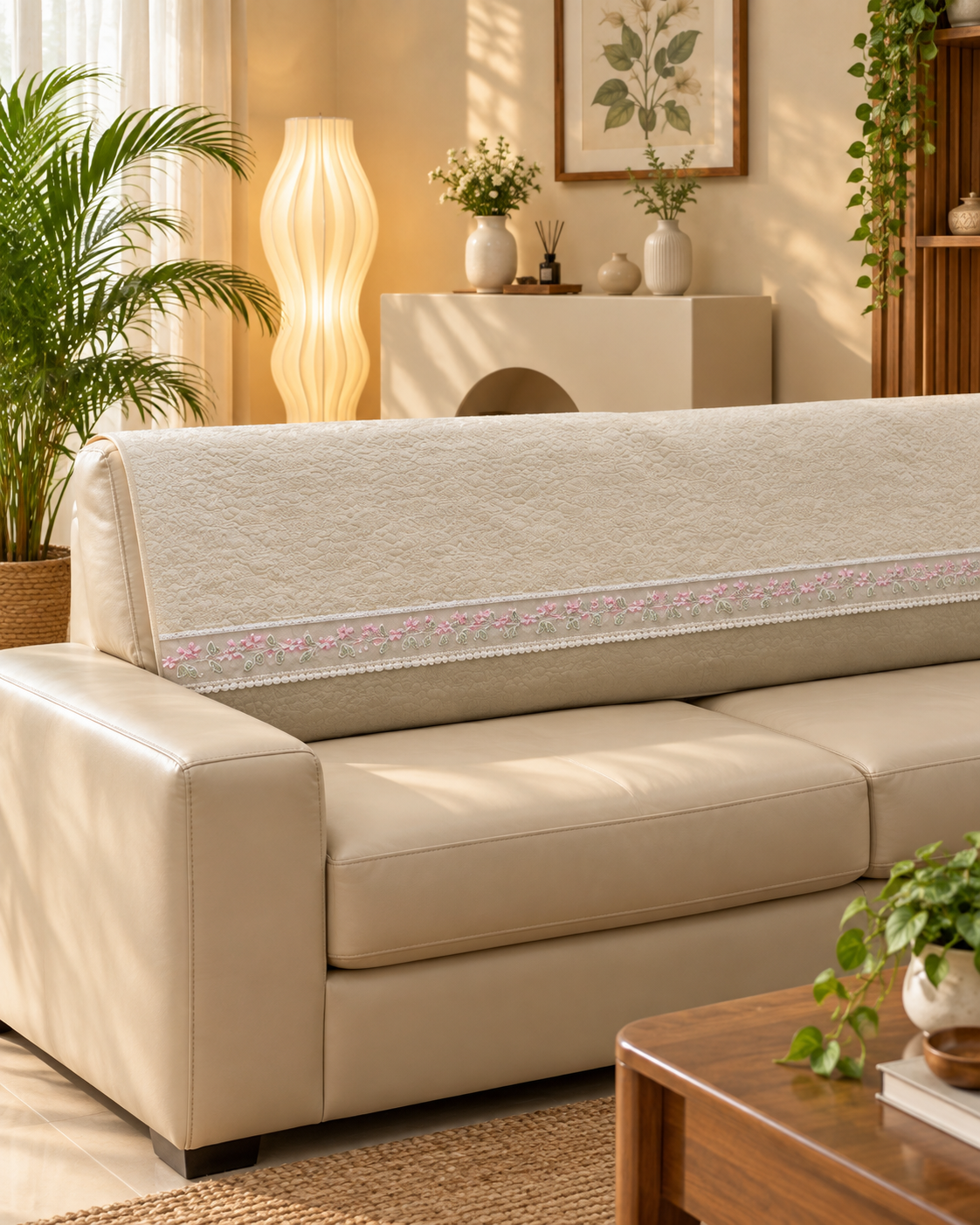 Sofa protector ( meter per) description embroidery