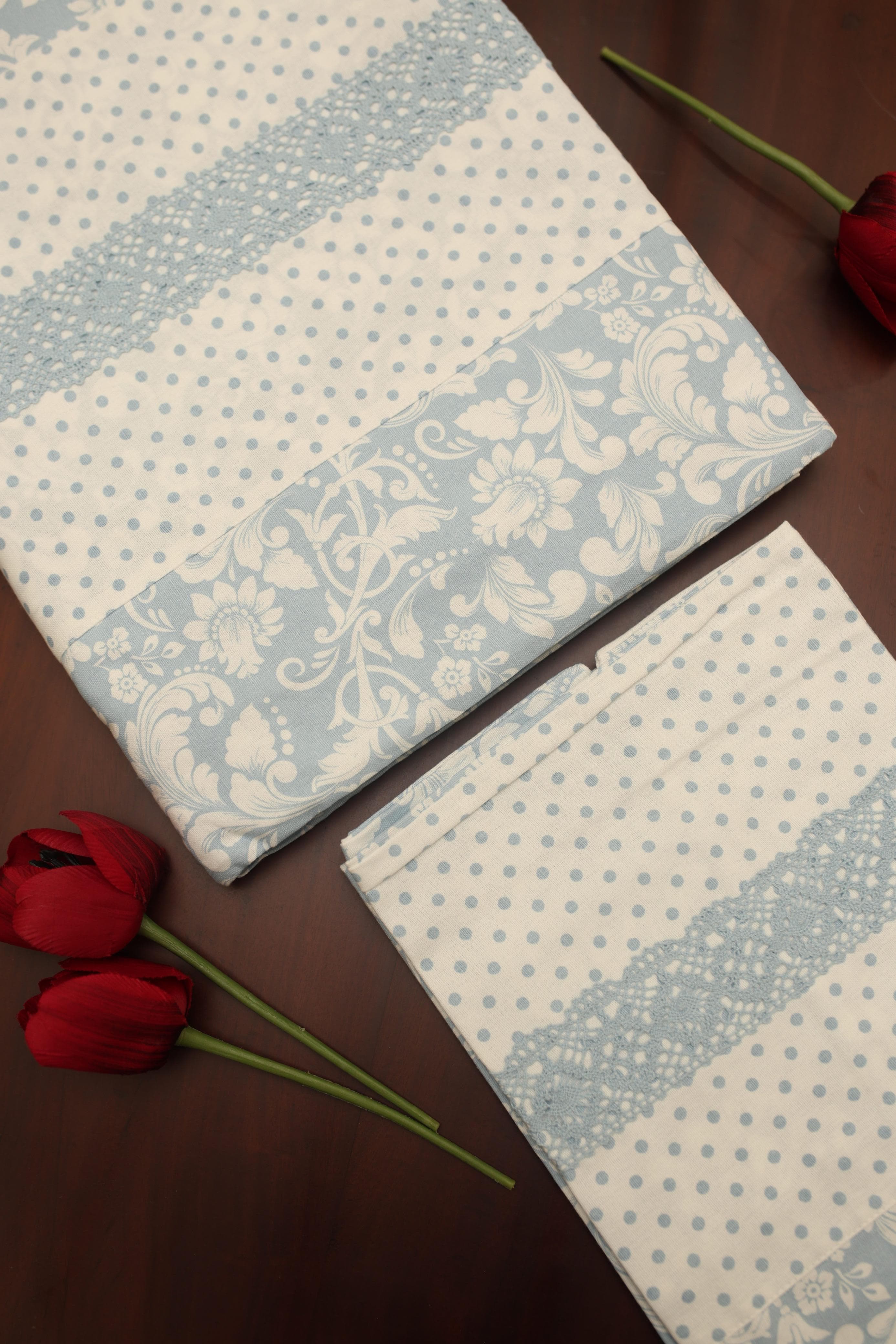 Bedsheets - King premium designer Printed lace bedsheet rotary