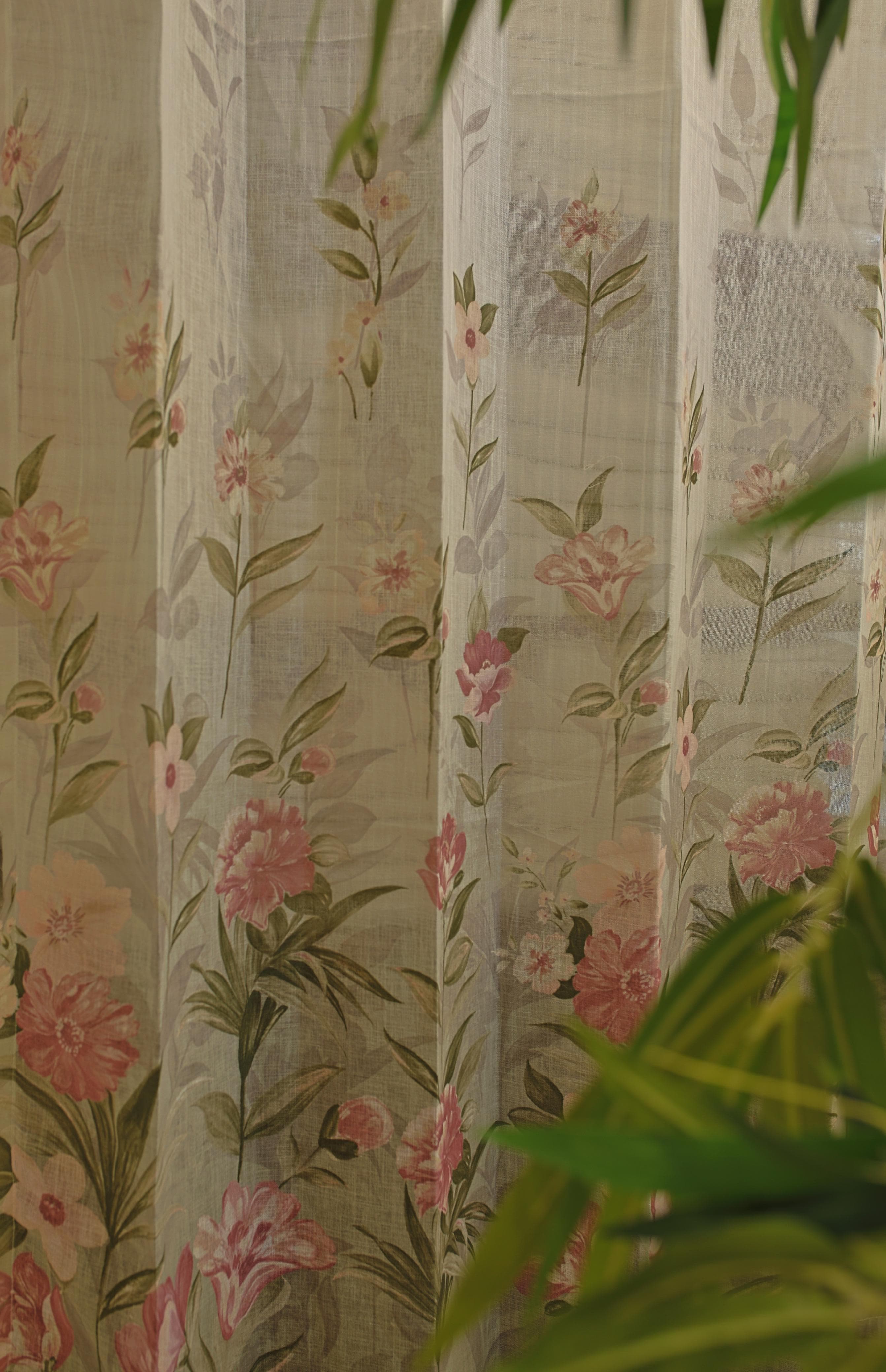 Curtains:English floral printed curtains(sheer and opaque)