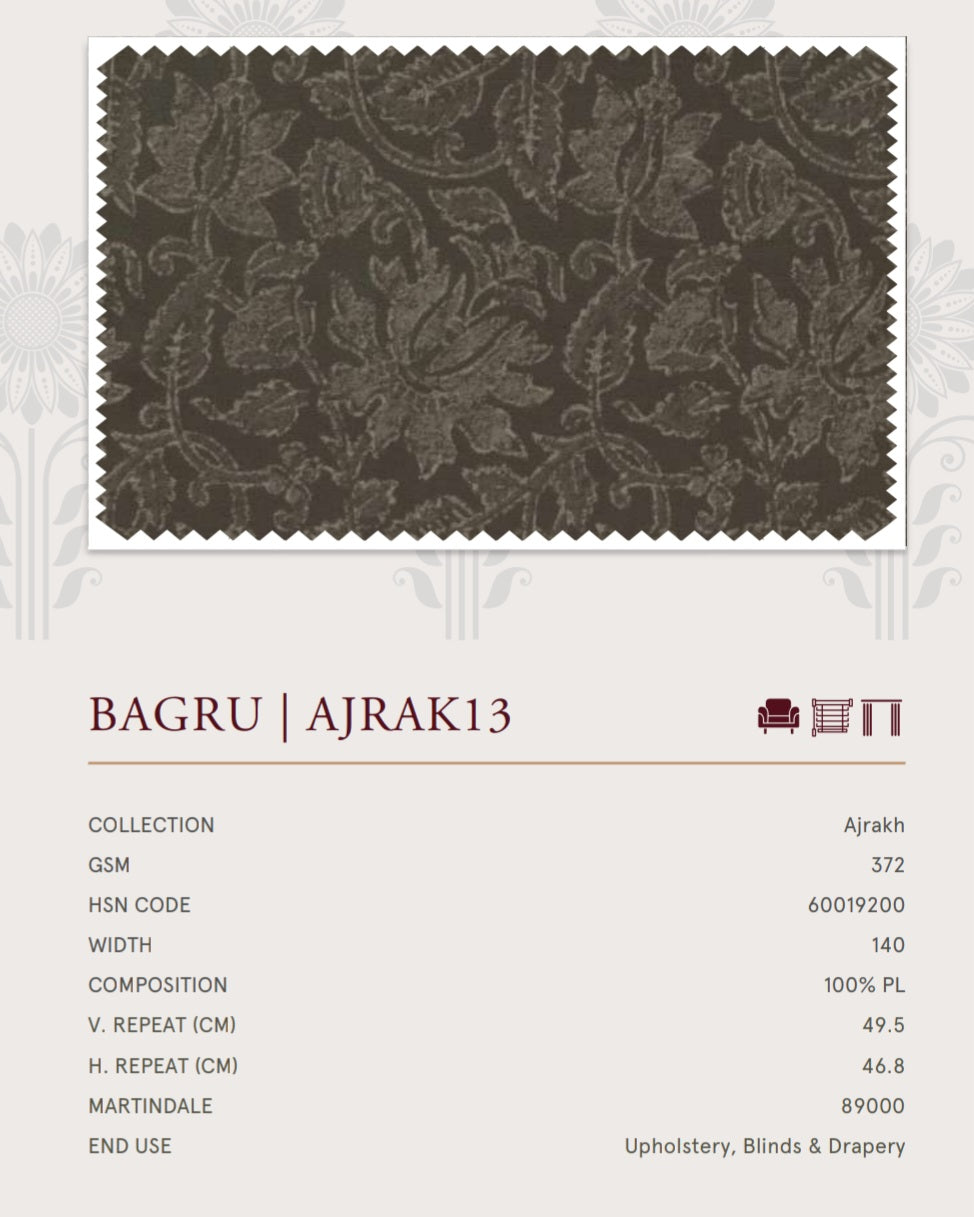Upholstery fabrics -Ajrakh(Bagru)