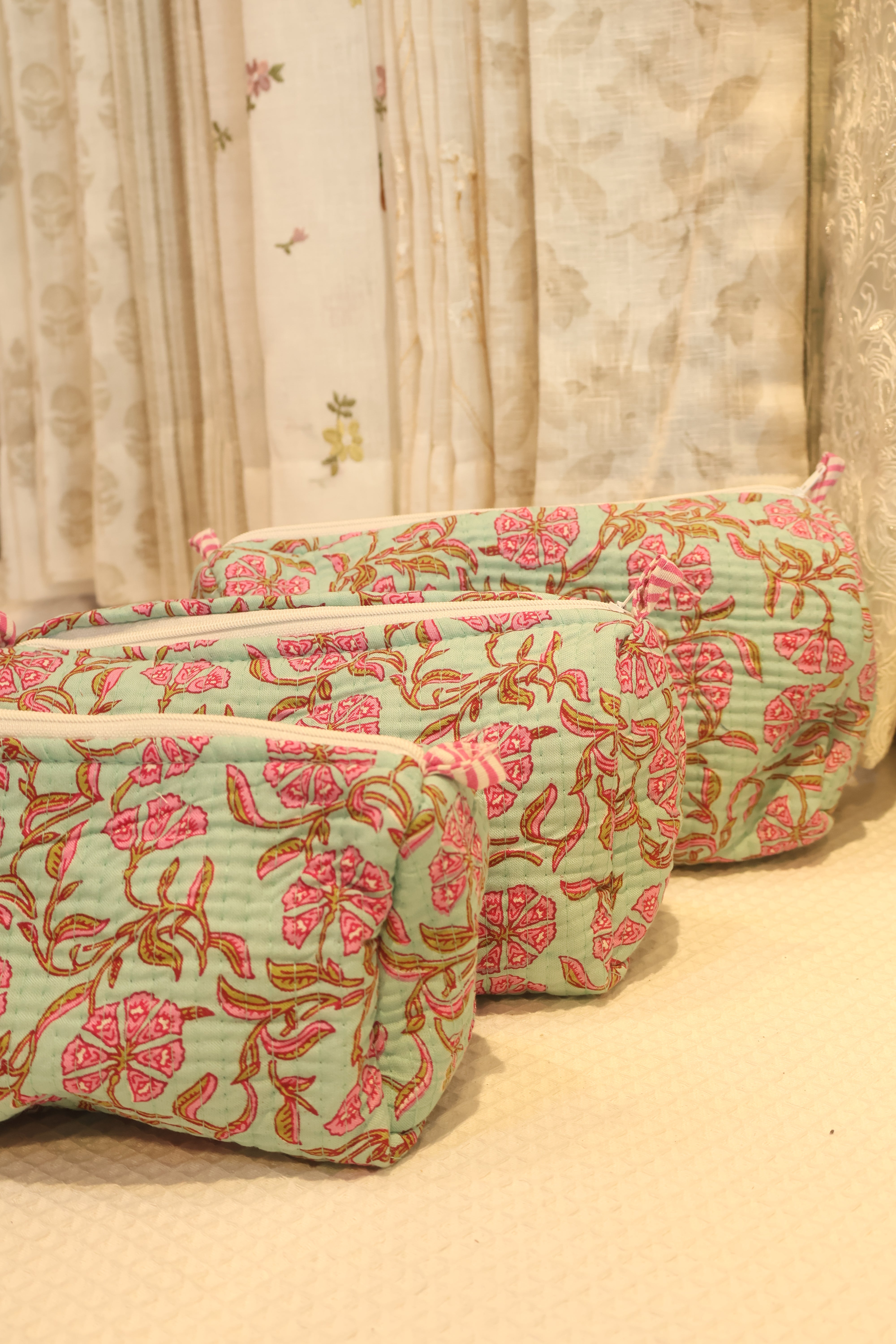 Bags- Quilted pouches/makeup
(Set of 3)