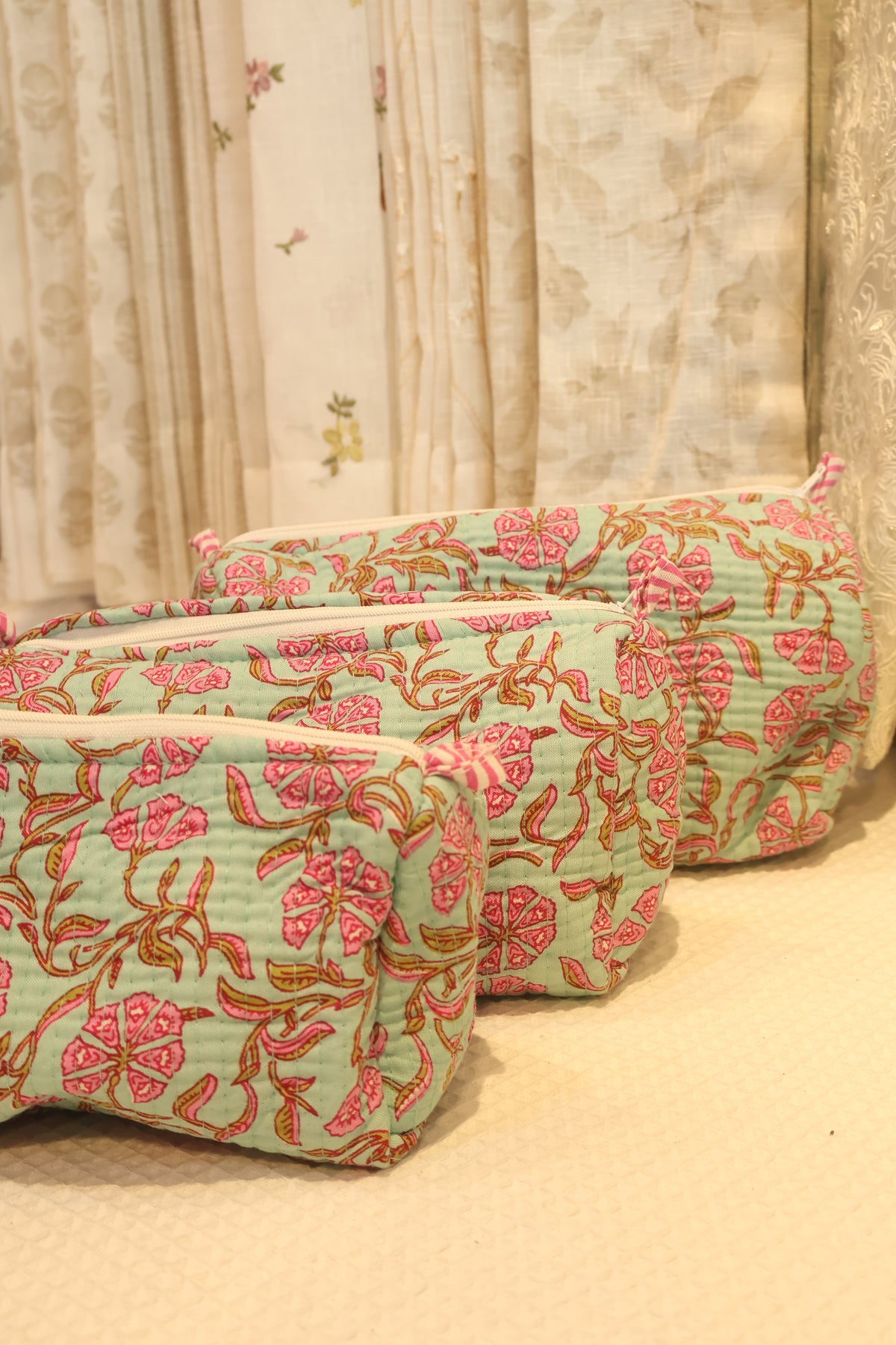 Bags- Quilted pouches/makeup
(Set of 3)