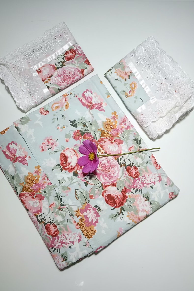 Bedsheets - King anokhi print lace bedsheets
