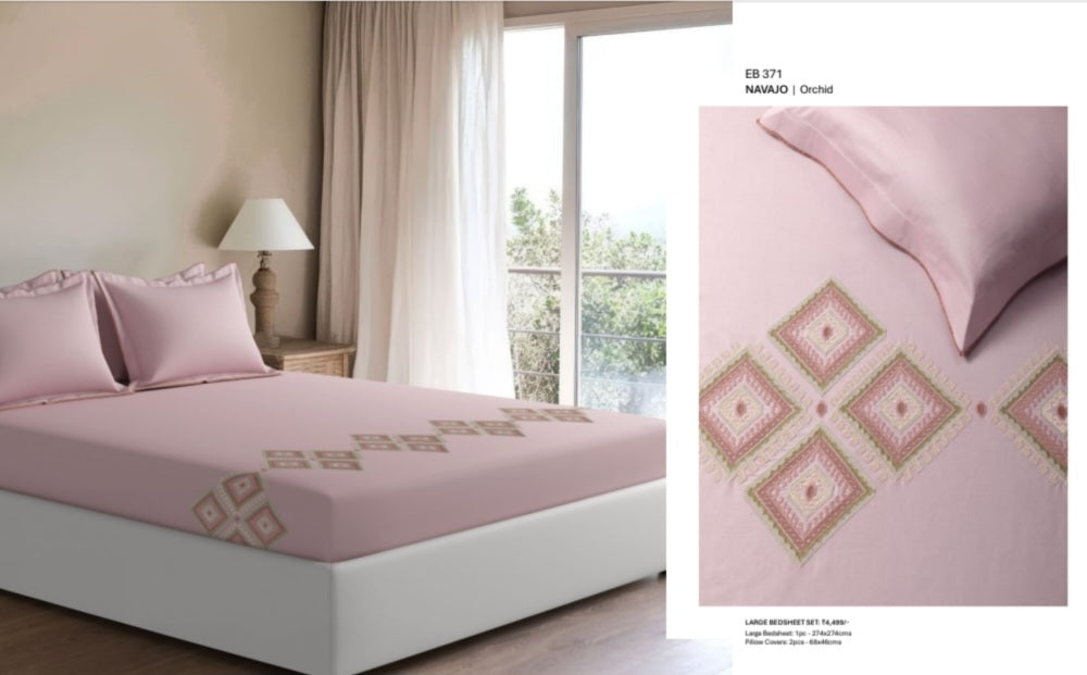 Bedsheets - King Premium machine embroidery bedsheets Sansaar : Saembro (Ench)