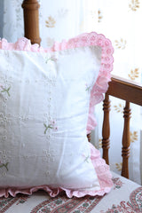 Cushion covers - Embroidery pink meadow petal 12*12 inches