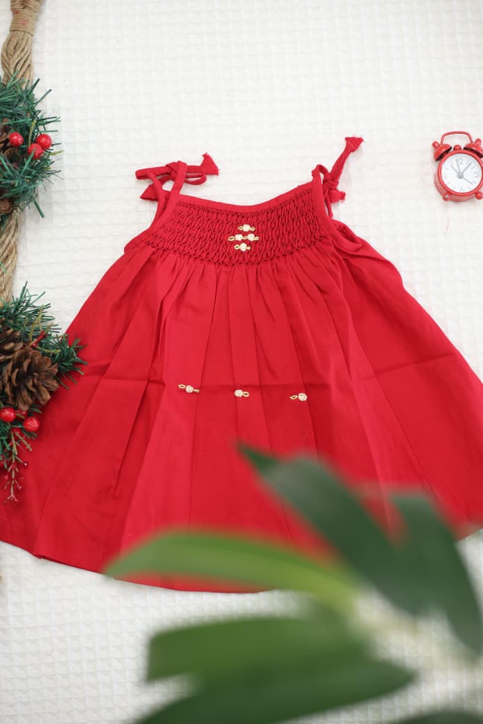 Kids smocked dress 3-6 months Xmas