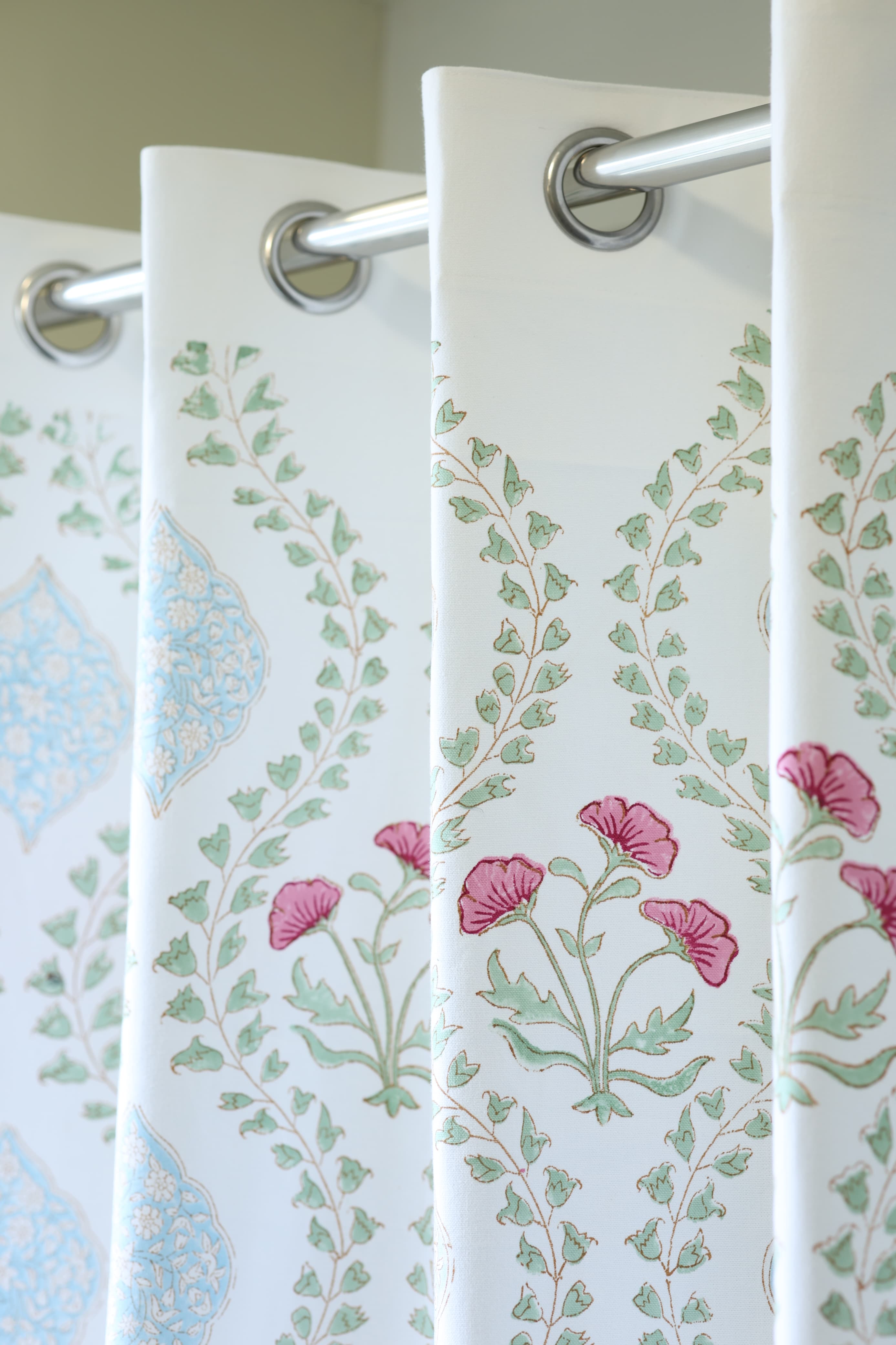Curtains - Handblock printed curtains white base