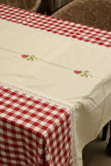 Table cloths - 8 Seater cross stitch embroidery Red check
