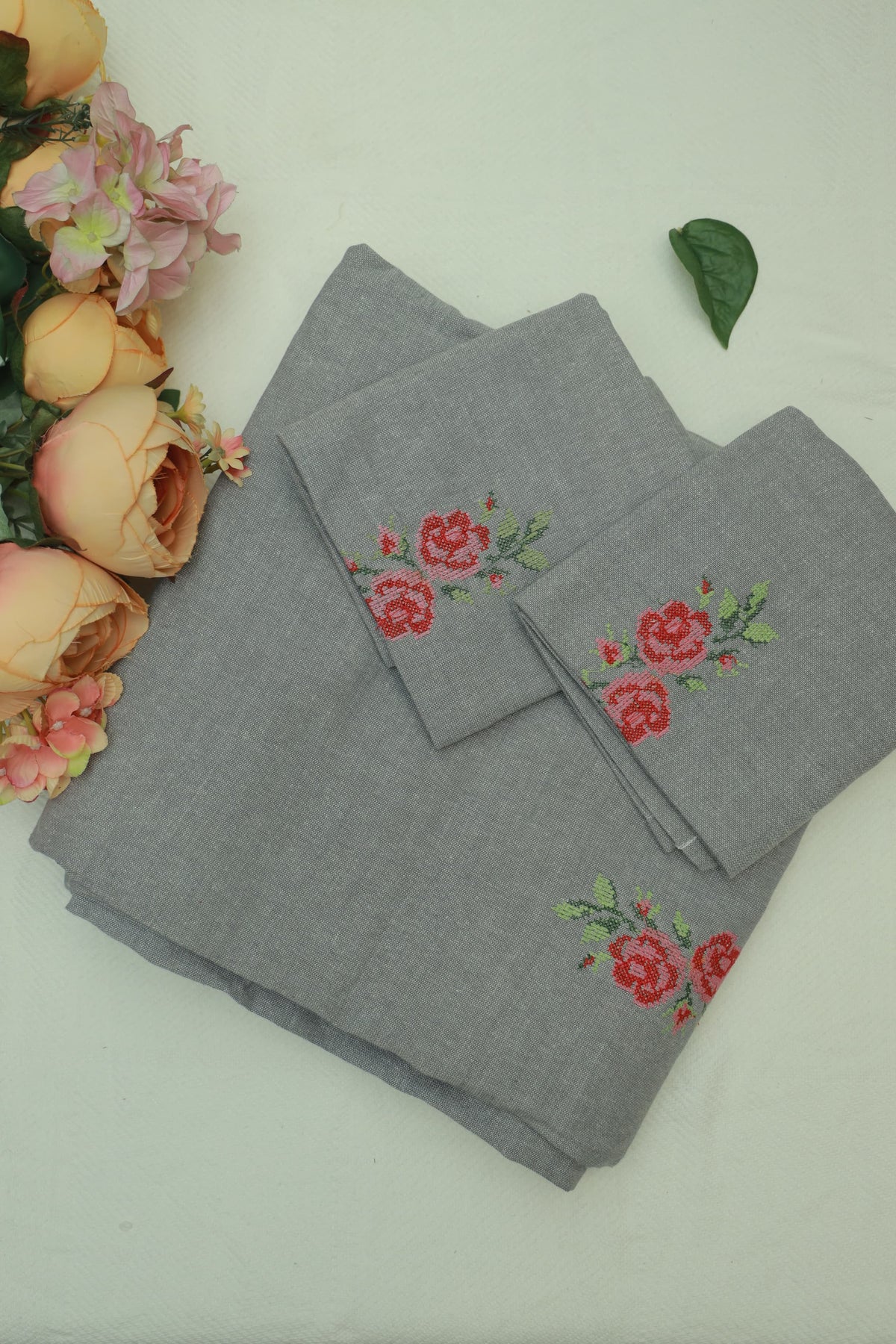 Bedsheets - King cross stitch embroidered bedsheets