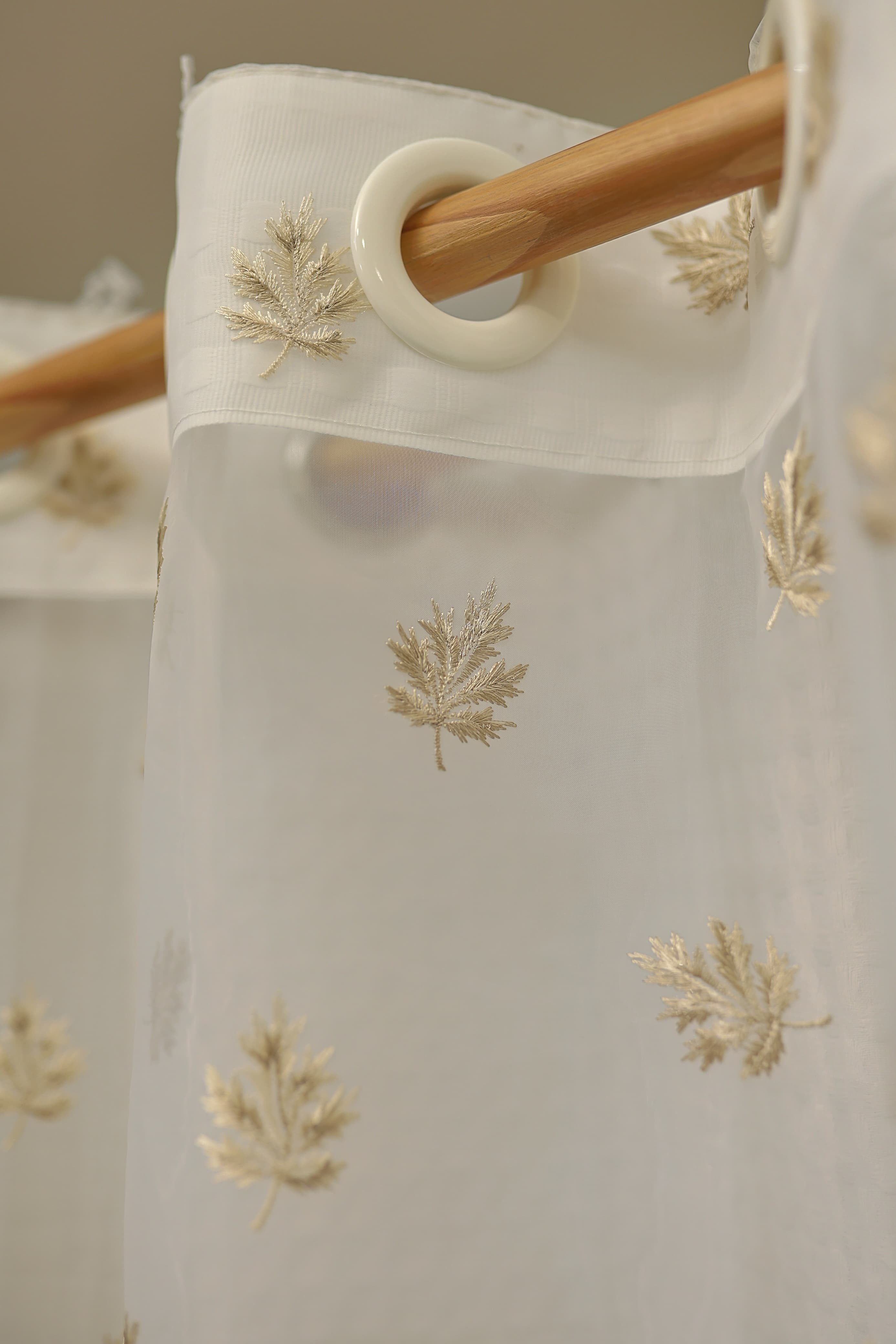 Curtains-Embroidered organza sheer curtains