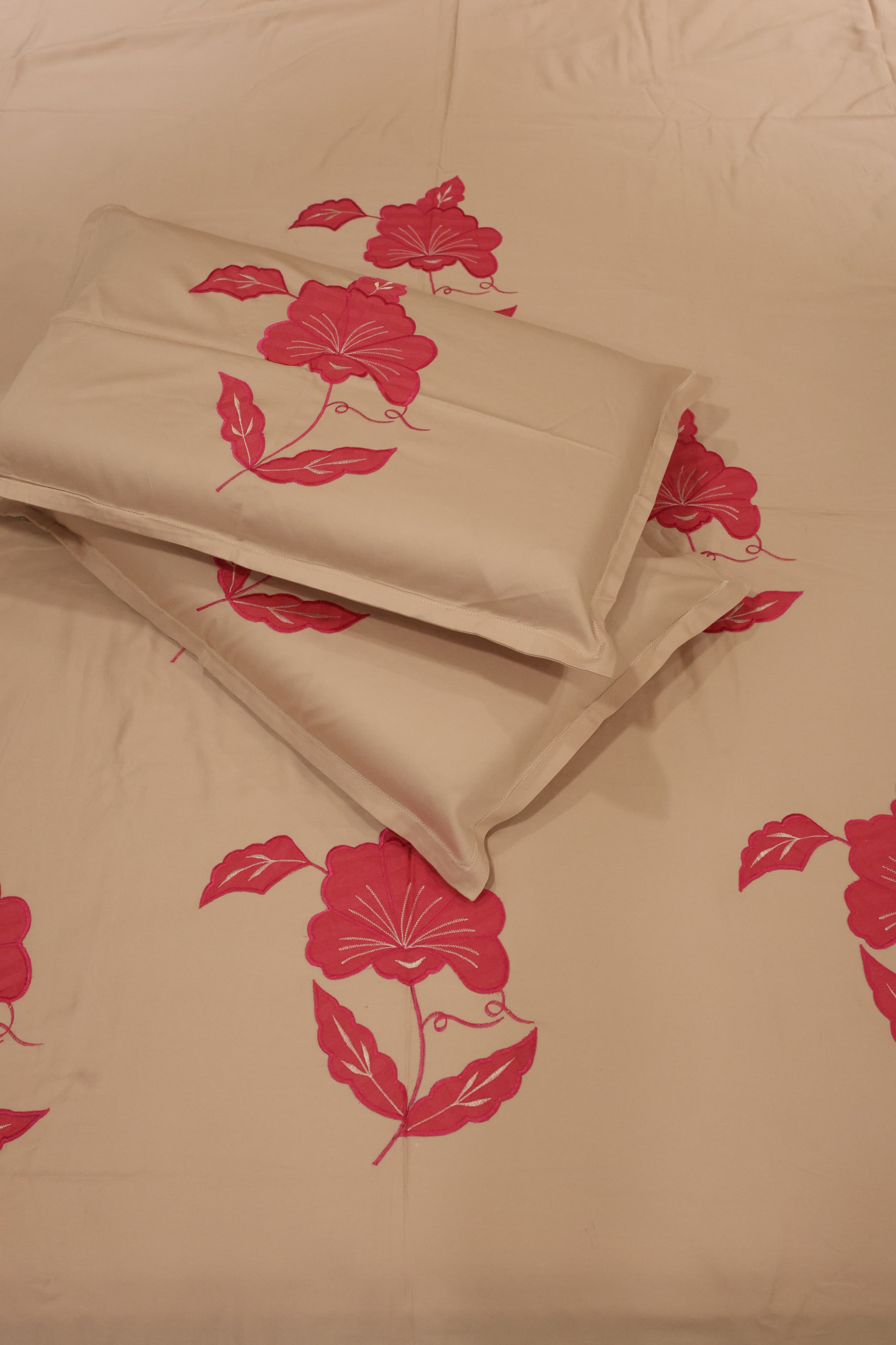 King Size Premium Machine Embroidery Bedsheet Set with 2 Pillow Covers (108x108")
