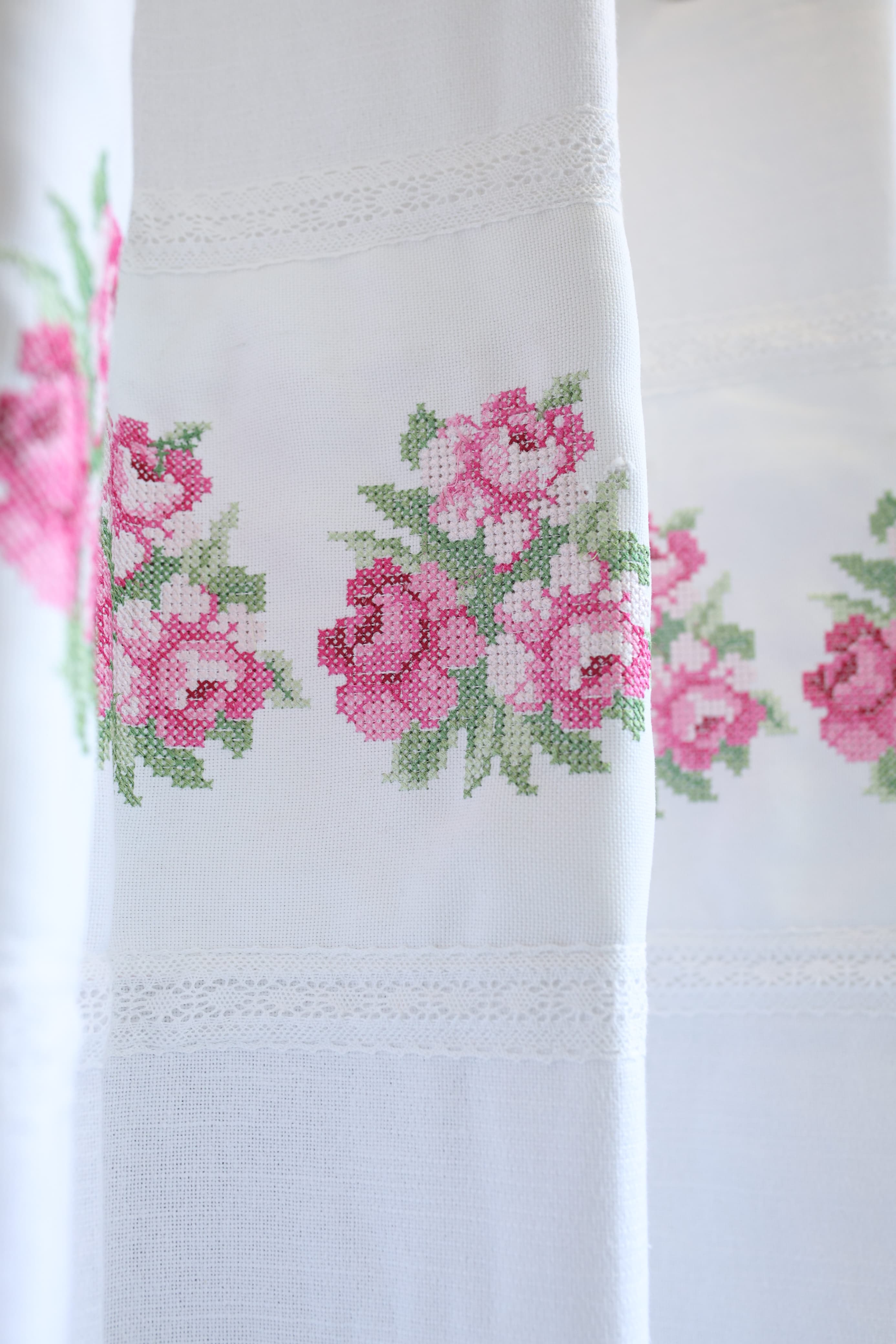 Curtains - Premium Cross Stitch Embroidery Opaque Curtain Lillian roses