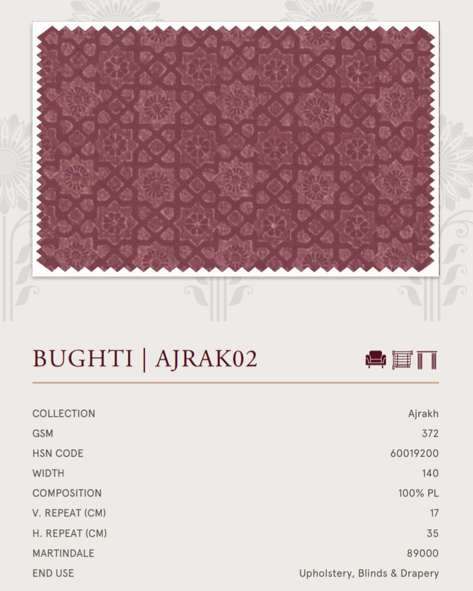 Upholstery fabrics -Ajrakh(Bughti)