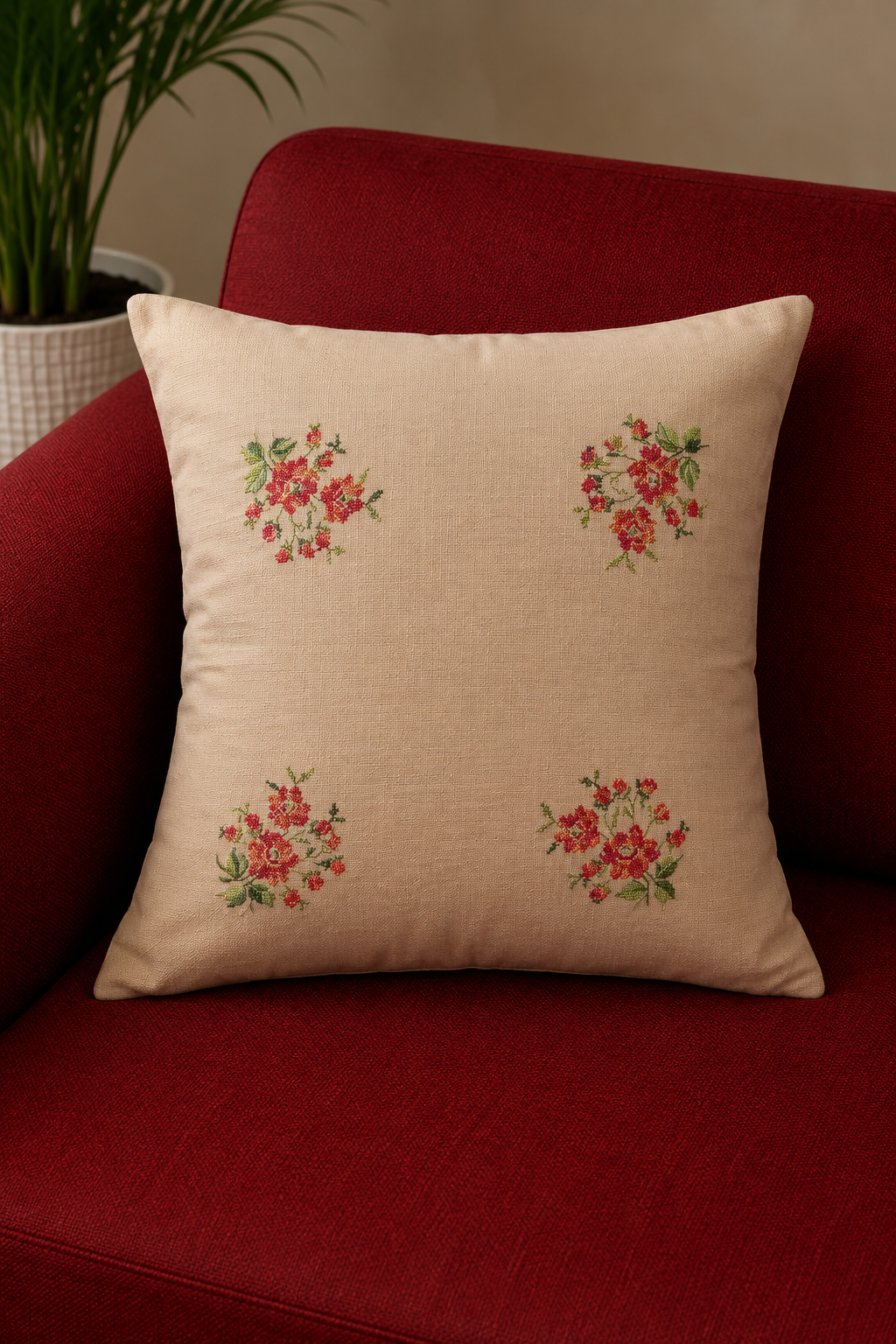 Cushion covers - 16*16 inches cross stitch embroidery