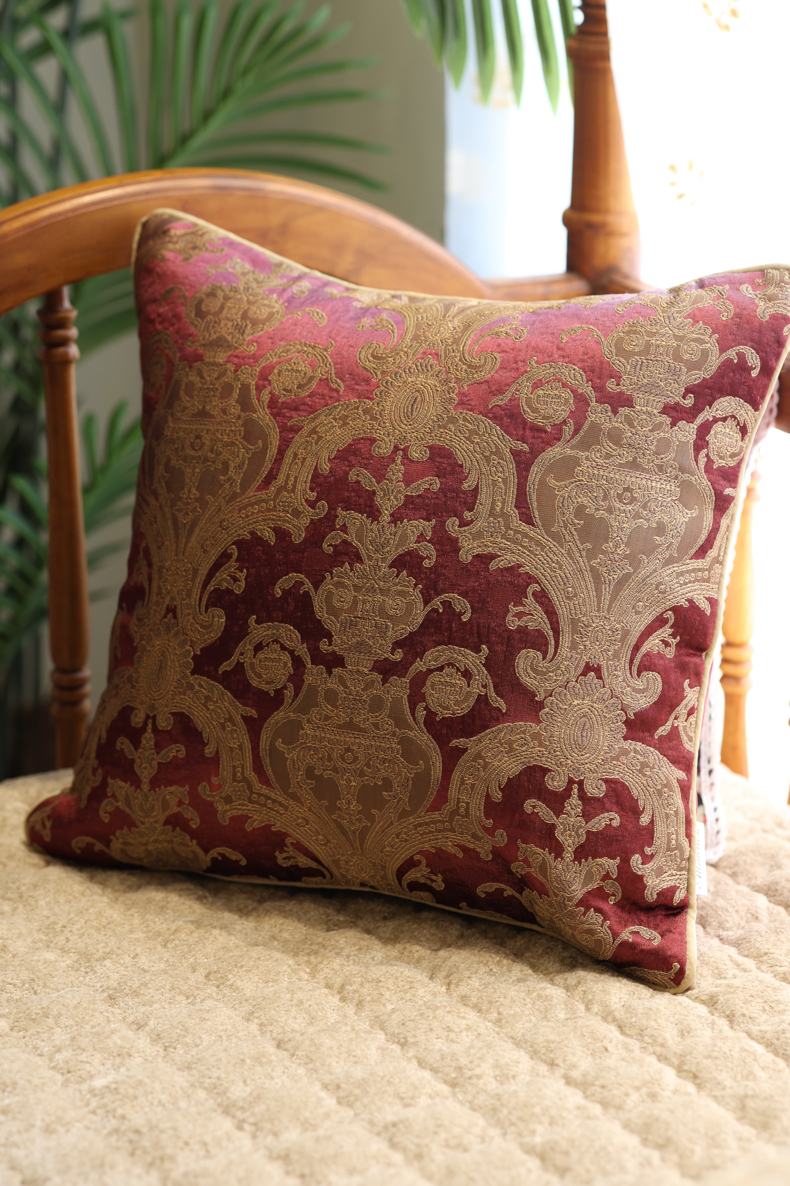 Festive Brocade Damask Cushion Cover