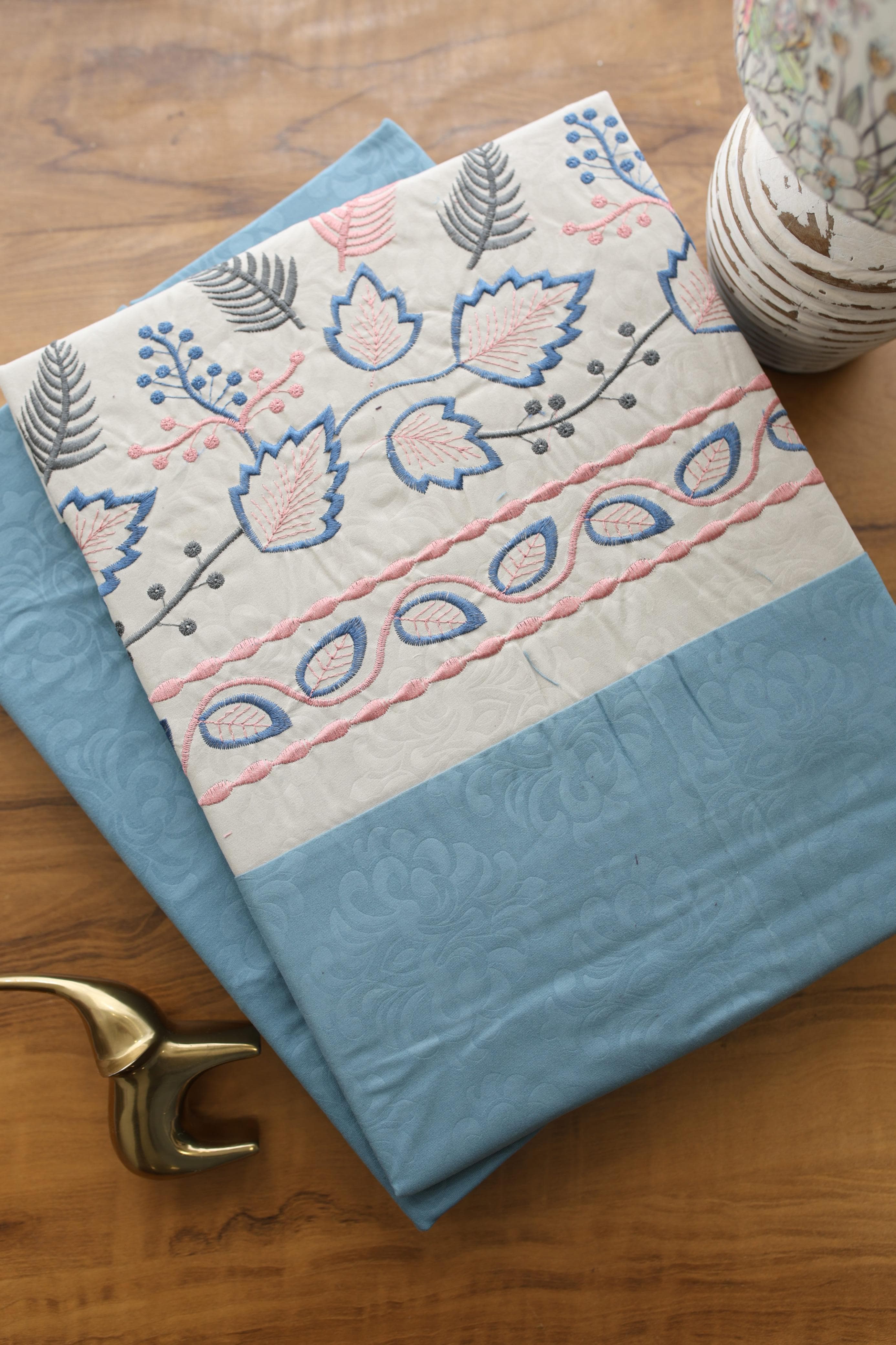 Elegant Floral Embroidery King Bedsheet Set Caspian