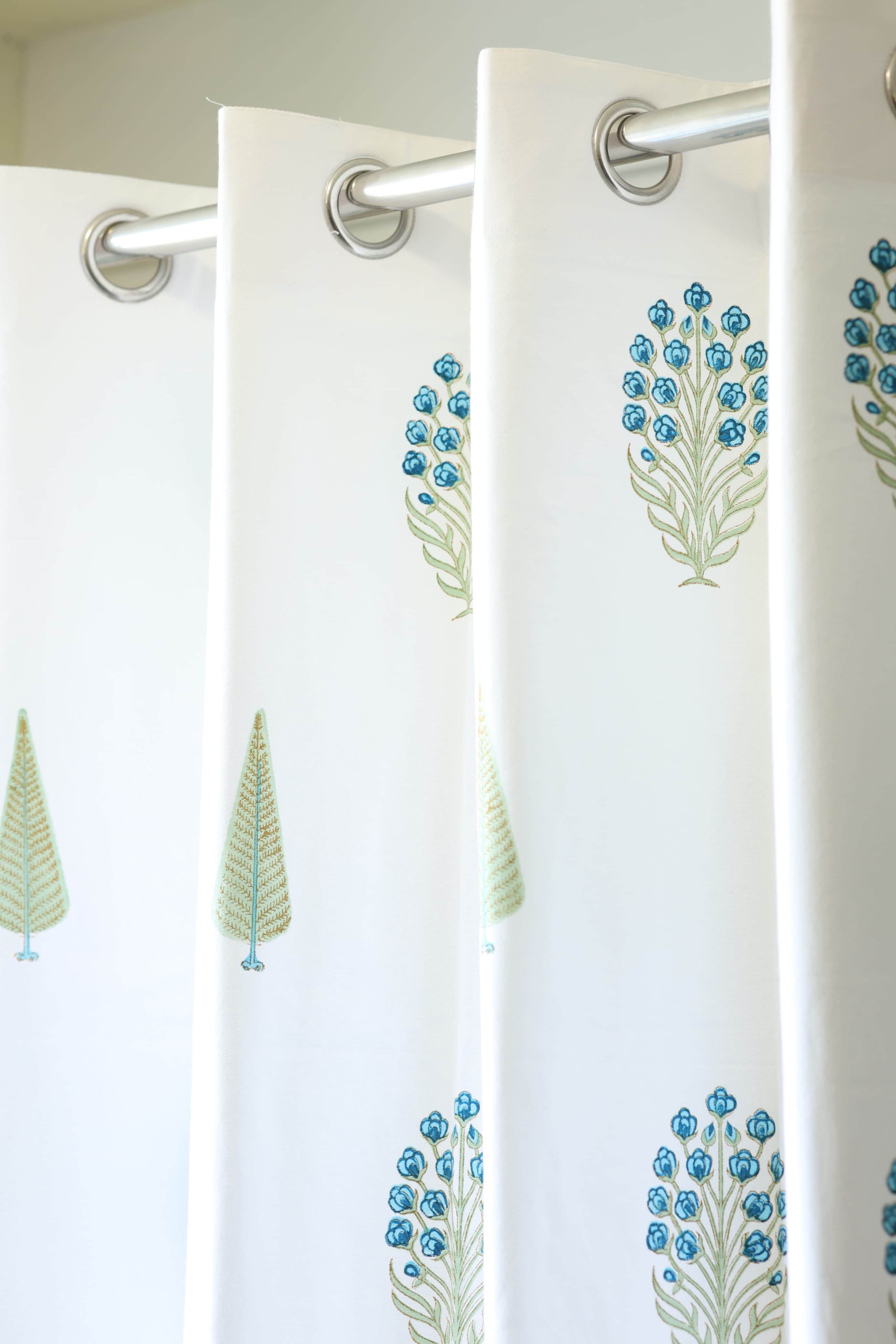 Curtains - Handblock printed curtains white base