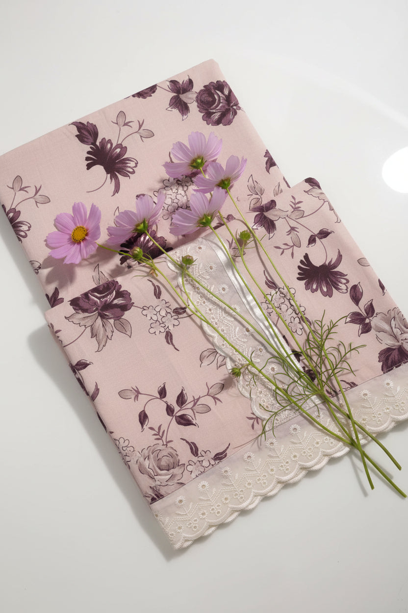 Bedsheets - Queen soft cotton lace bedsheets flora & lace
