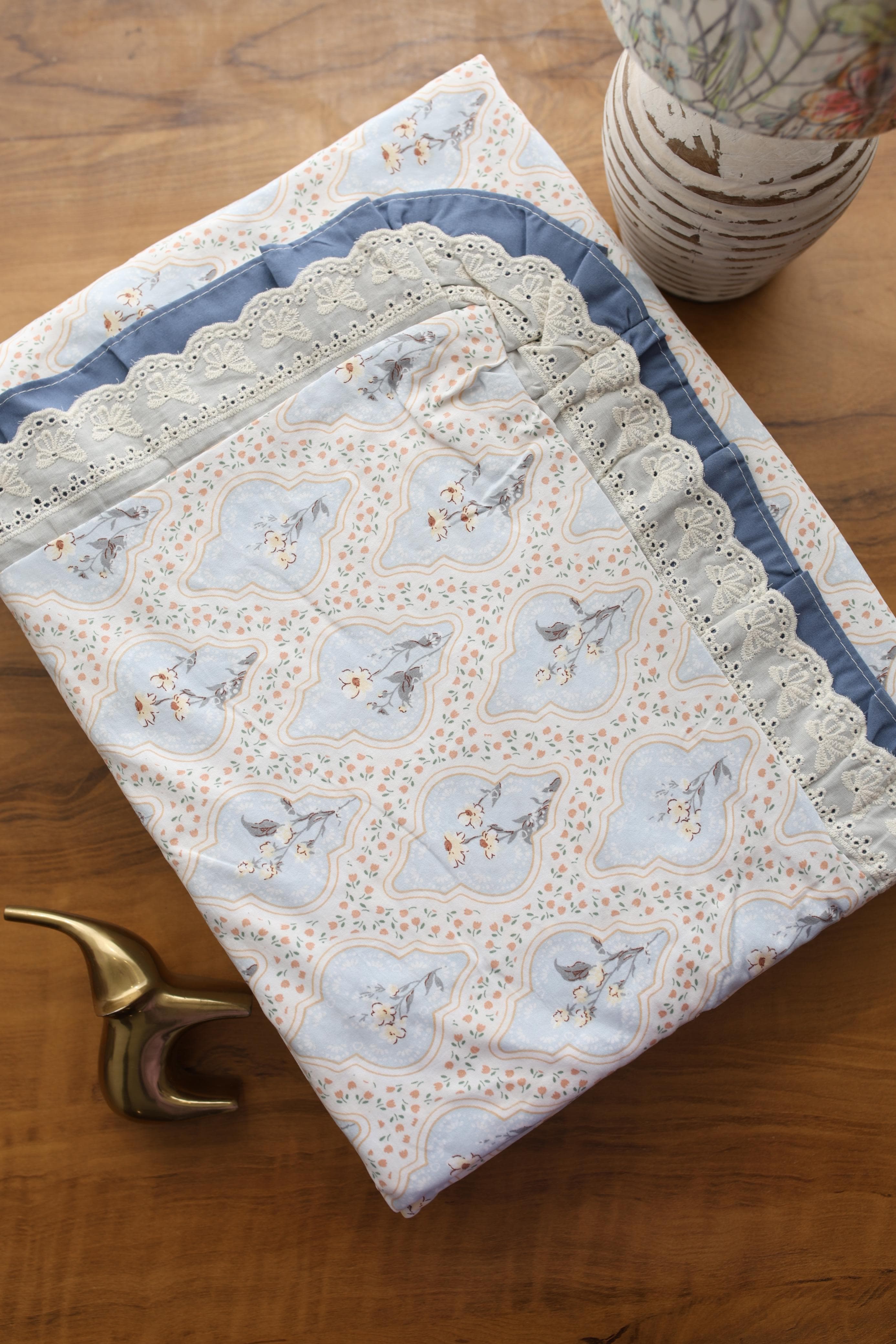Bedsheets - Premium King soft cotton lace bedsheets majestic