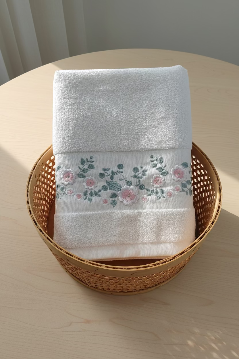 Premium Floral Embroidery  Bath Towel – Pastel