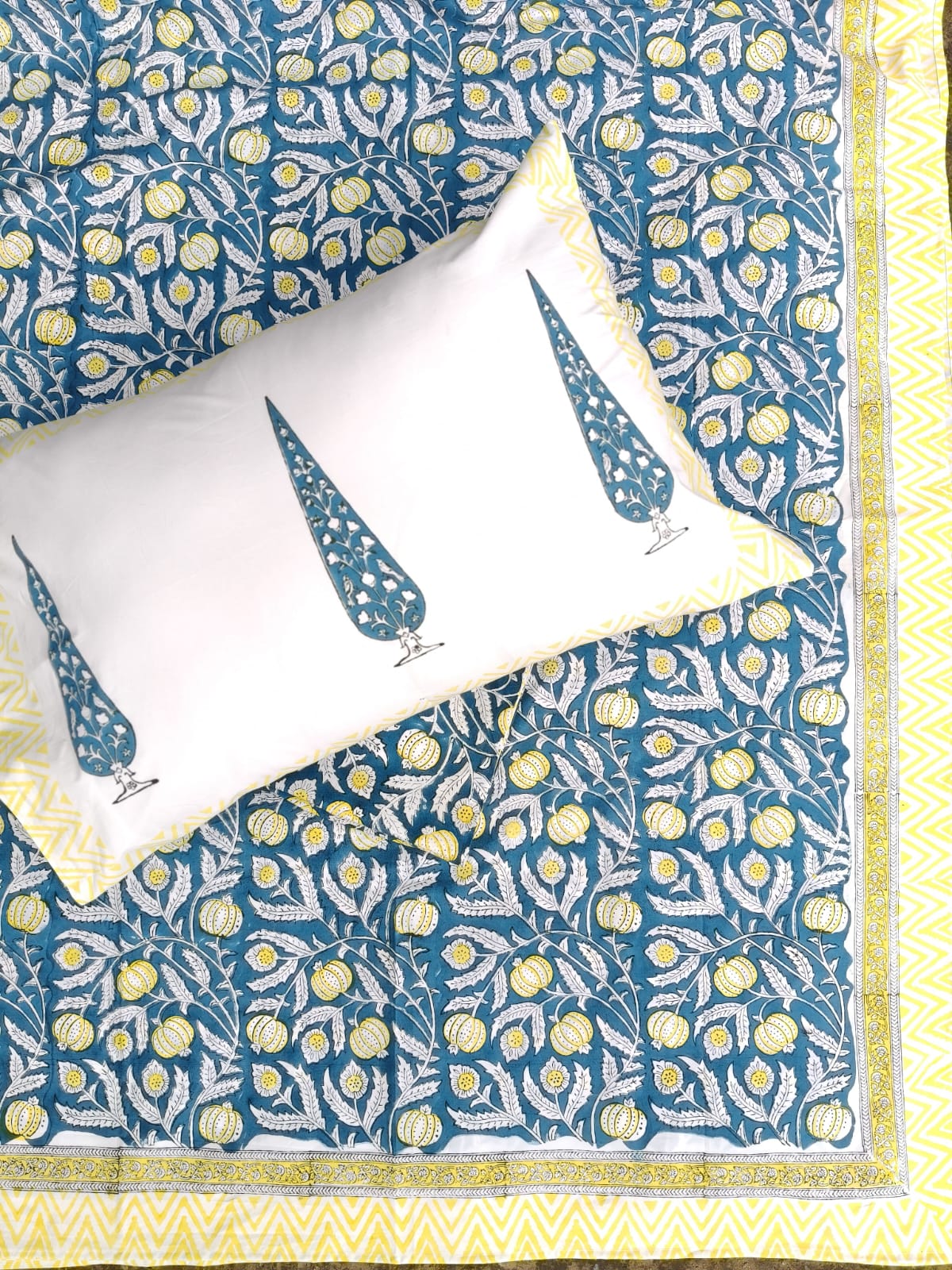 Bedsheets - King Percale cotton handblock bedsheets