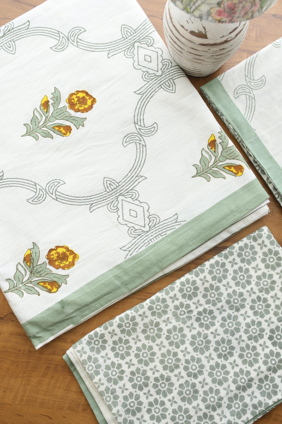 Bedsheets - King handblock veg print bedsheets