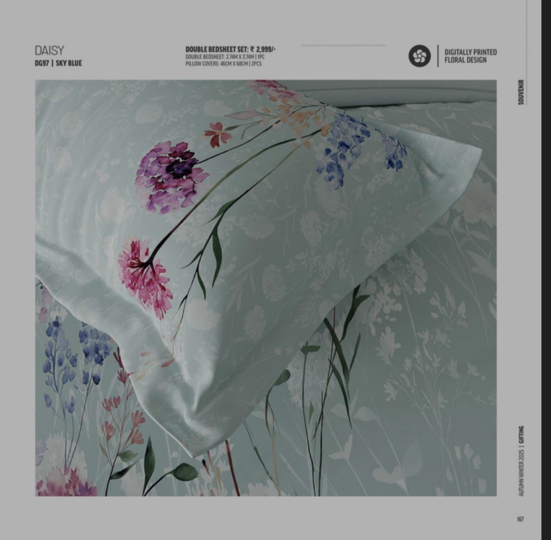 Bedsheets - Premium digital print floral king size soft cotton bedsheets