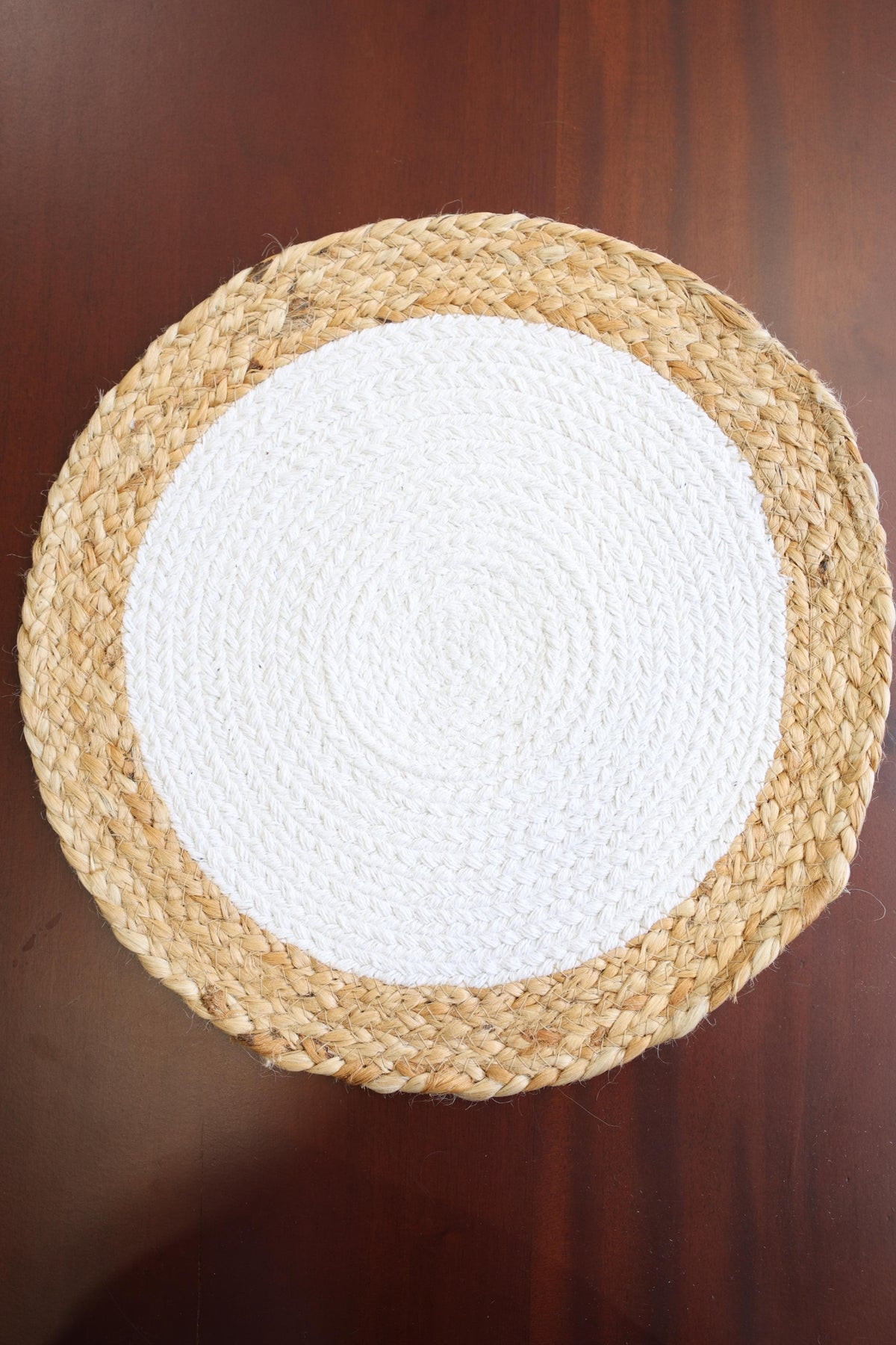 White Center Braided Table Coaster / Placemat (14 Inch)