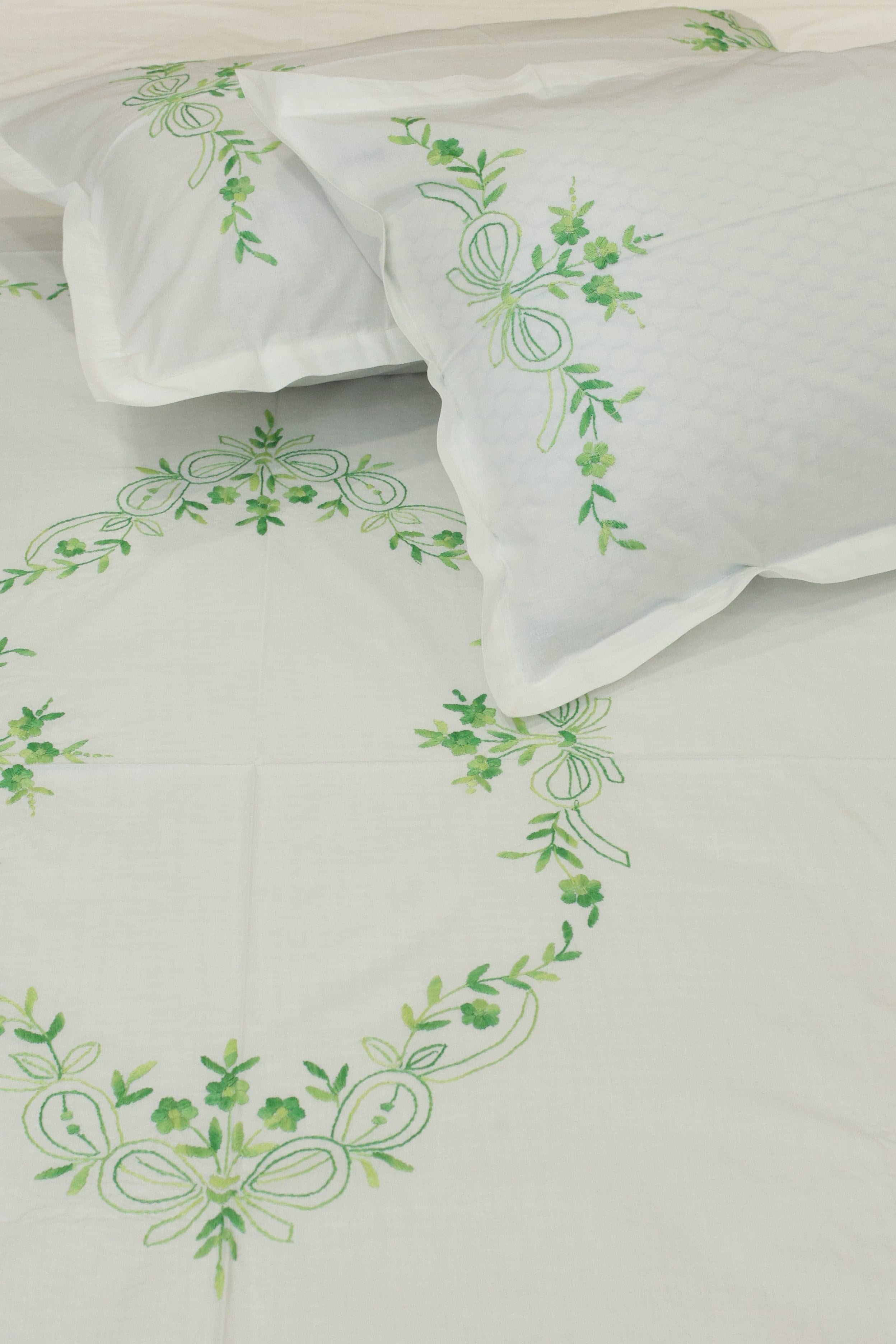 Premium Hand Embroidery Cotton King Size Bedsheet Set with 2 Pillow Covers HEK