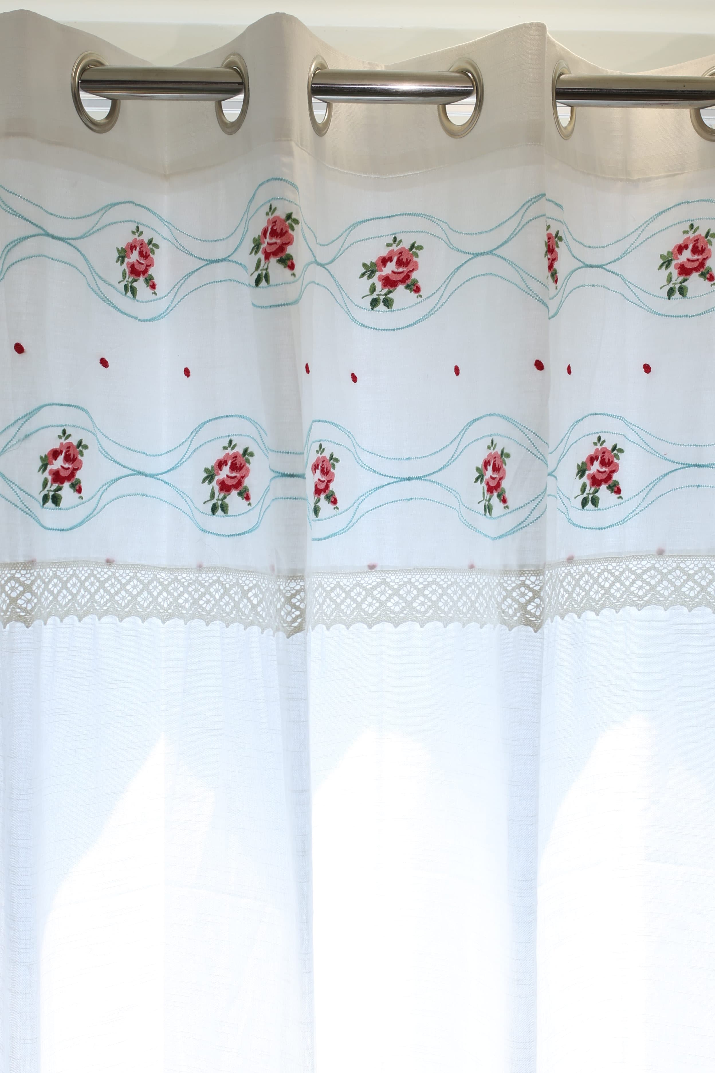 Curtains - cross stitch embroidery semi Transparent curtains