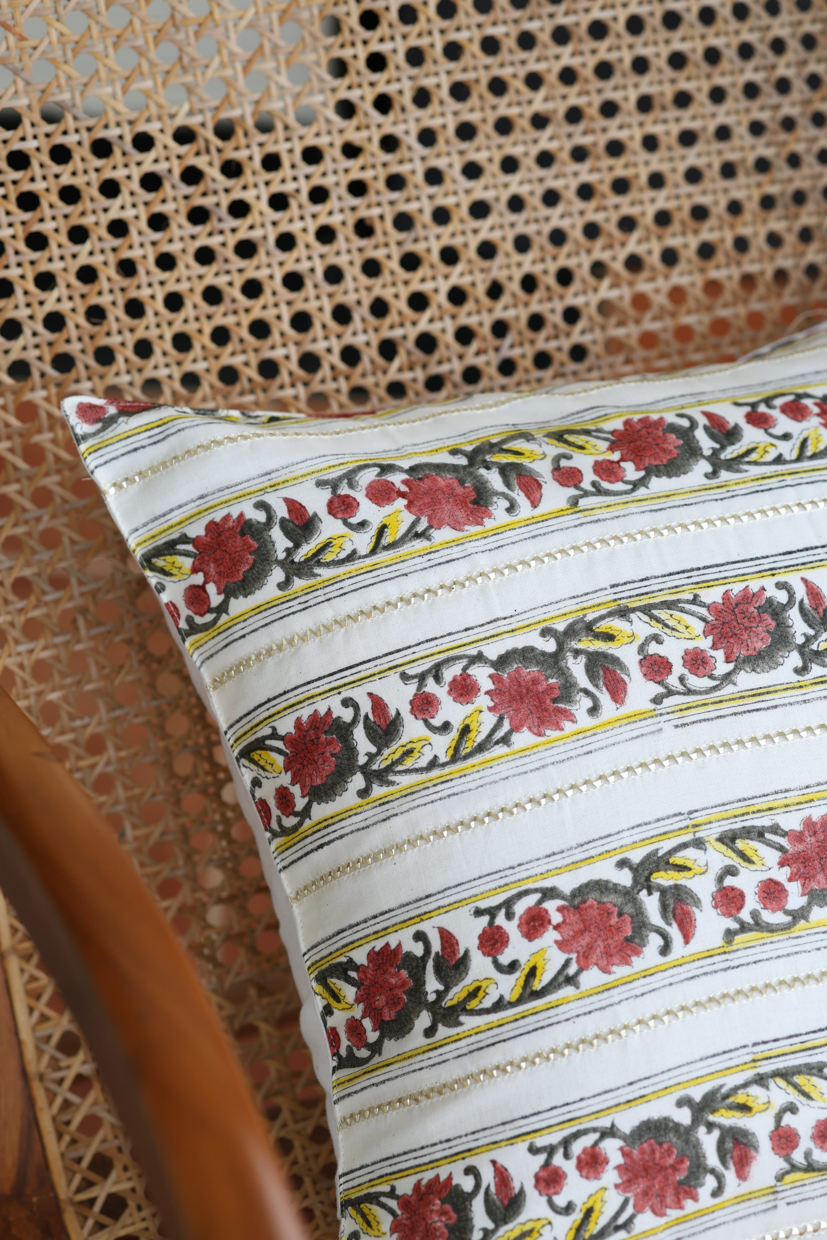 Onam Handblock Cushion Covers - 16*16 inches