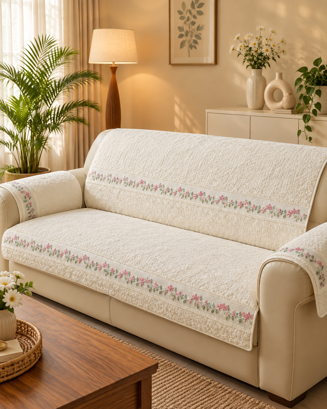 Sofa protector ( meter per) description embroidery