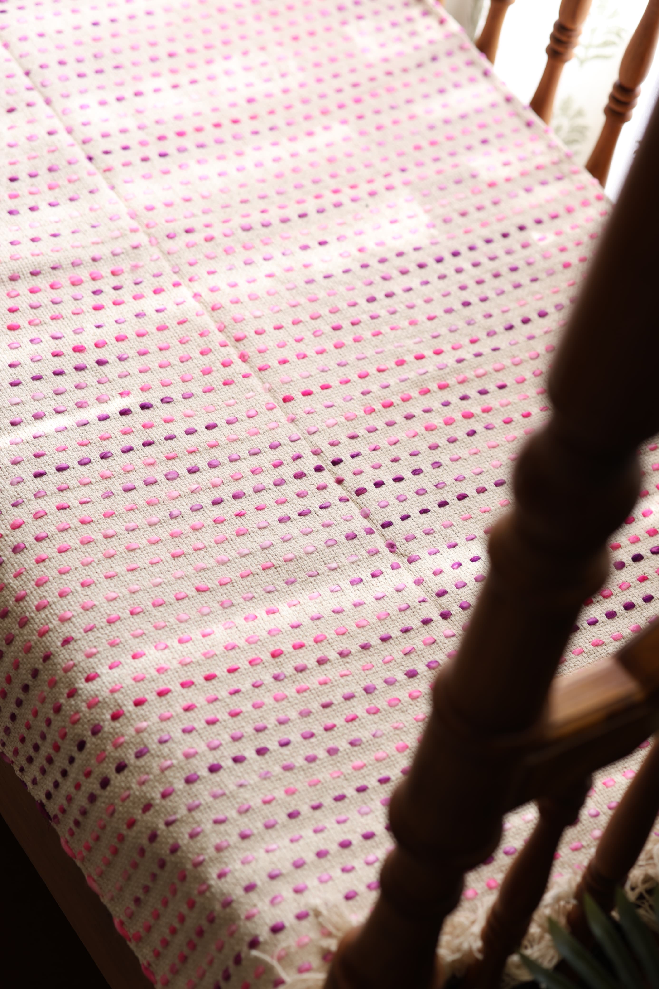 Handwoven Jute Polka Dot Sofa Throw