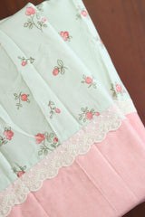 Bedsheets - Premium King soft cotton floral designer lace bedsheets Ruffles