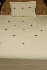 Bedsheets - single premium machine embroidery White  bedsheets