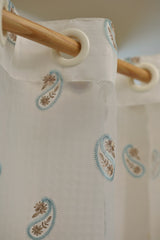 Curtains-Embroidered organza sheer curtains