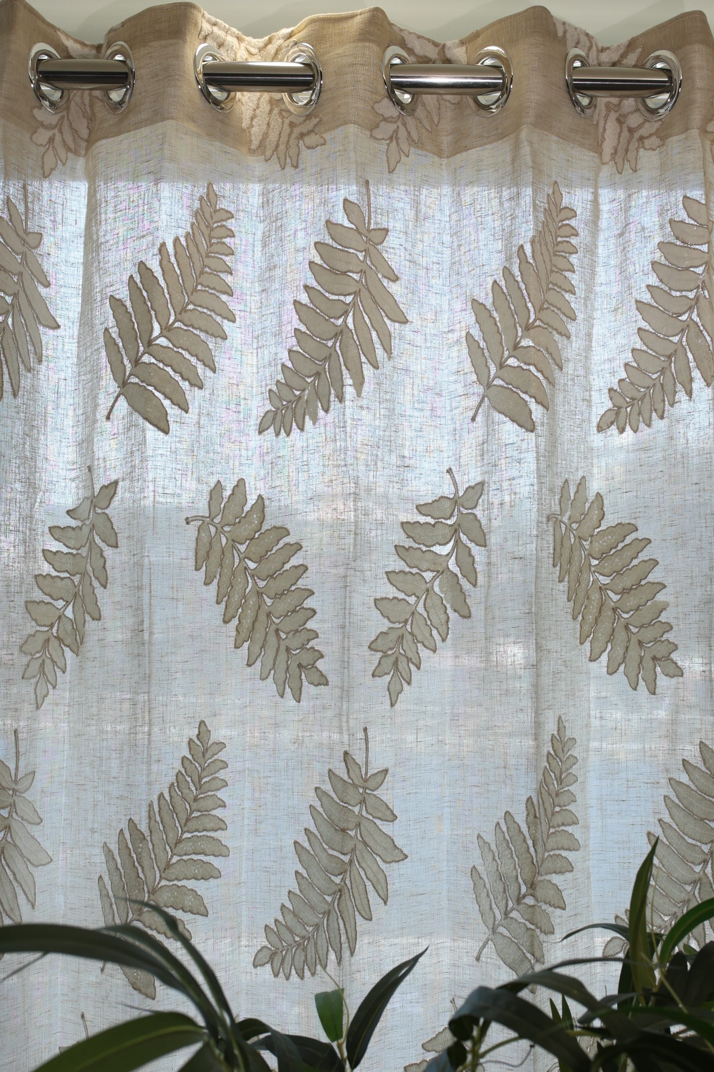 Curtains - Applique Cream Premium Embroidery sheer curtains meher prebooking