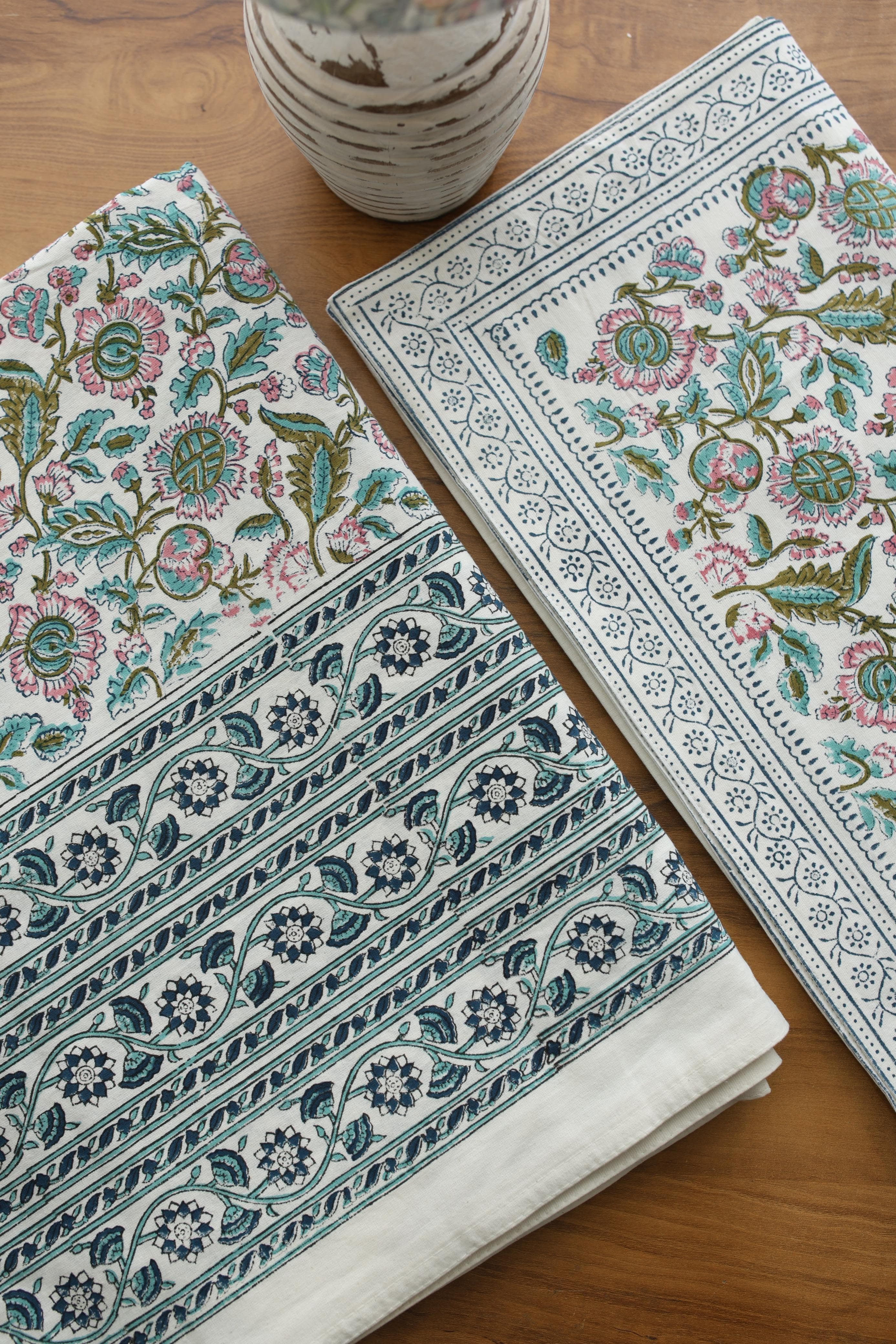 Mugal Bedsheets - King premium handblock print cotton bedsheets