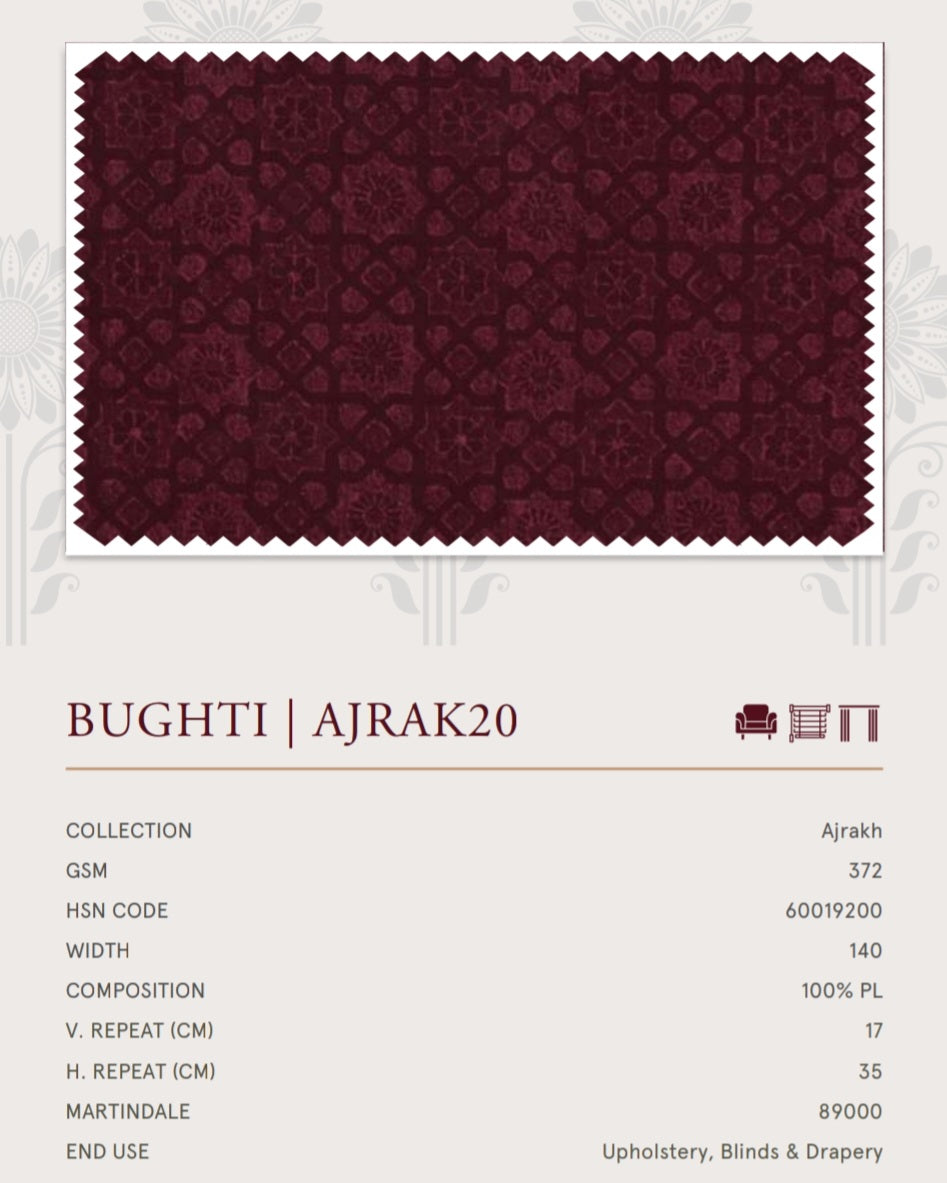 Upholstery fabrics -Ajrakh(Bughti)