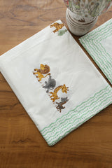 White Lilly Cotton Handblock Percale Single Bedsheet