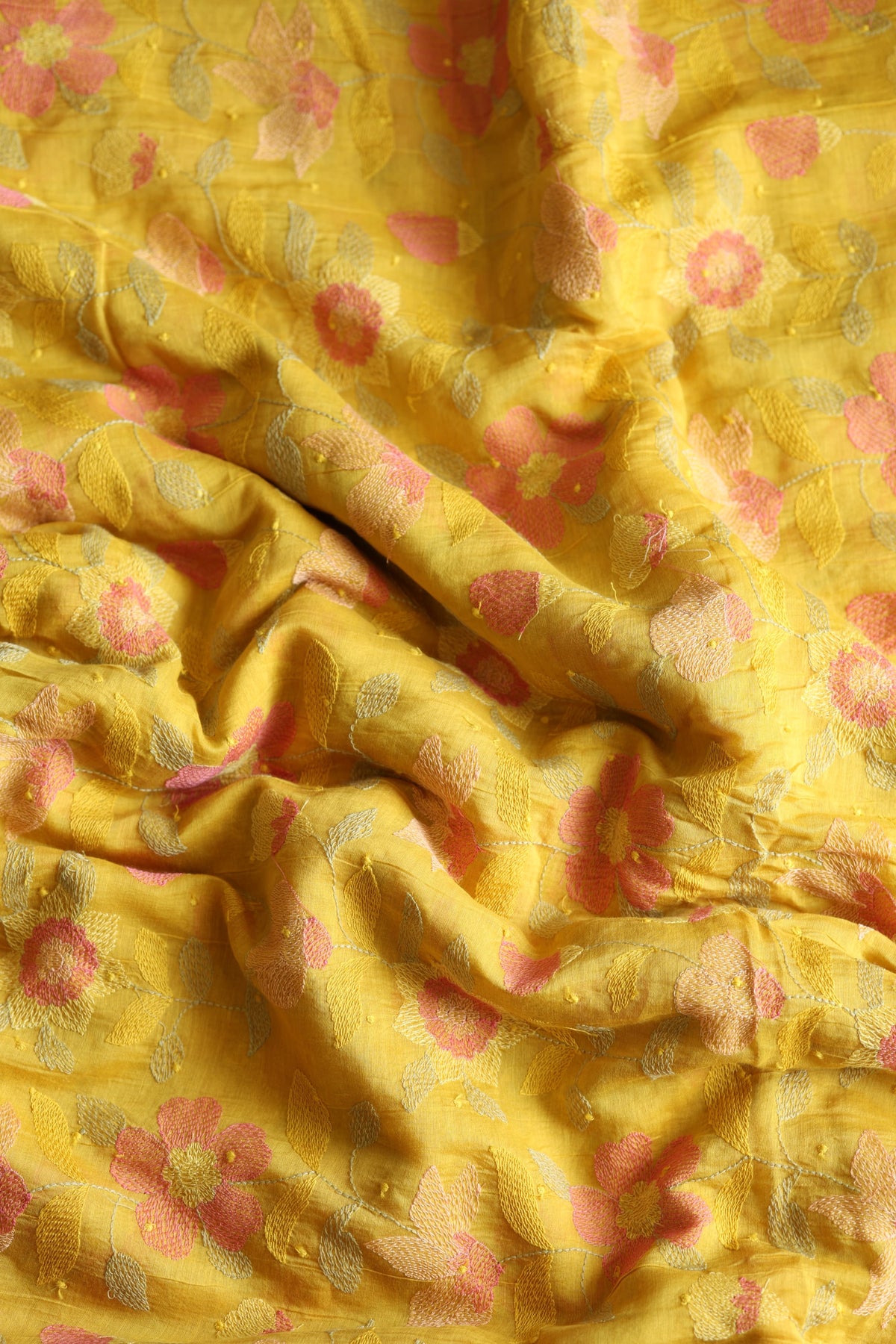 Fabrics - Chanderi embroidery kurti fabric
