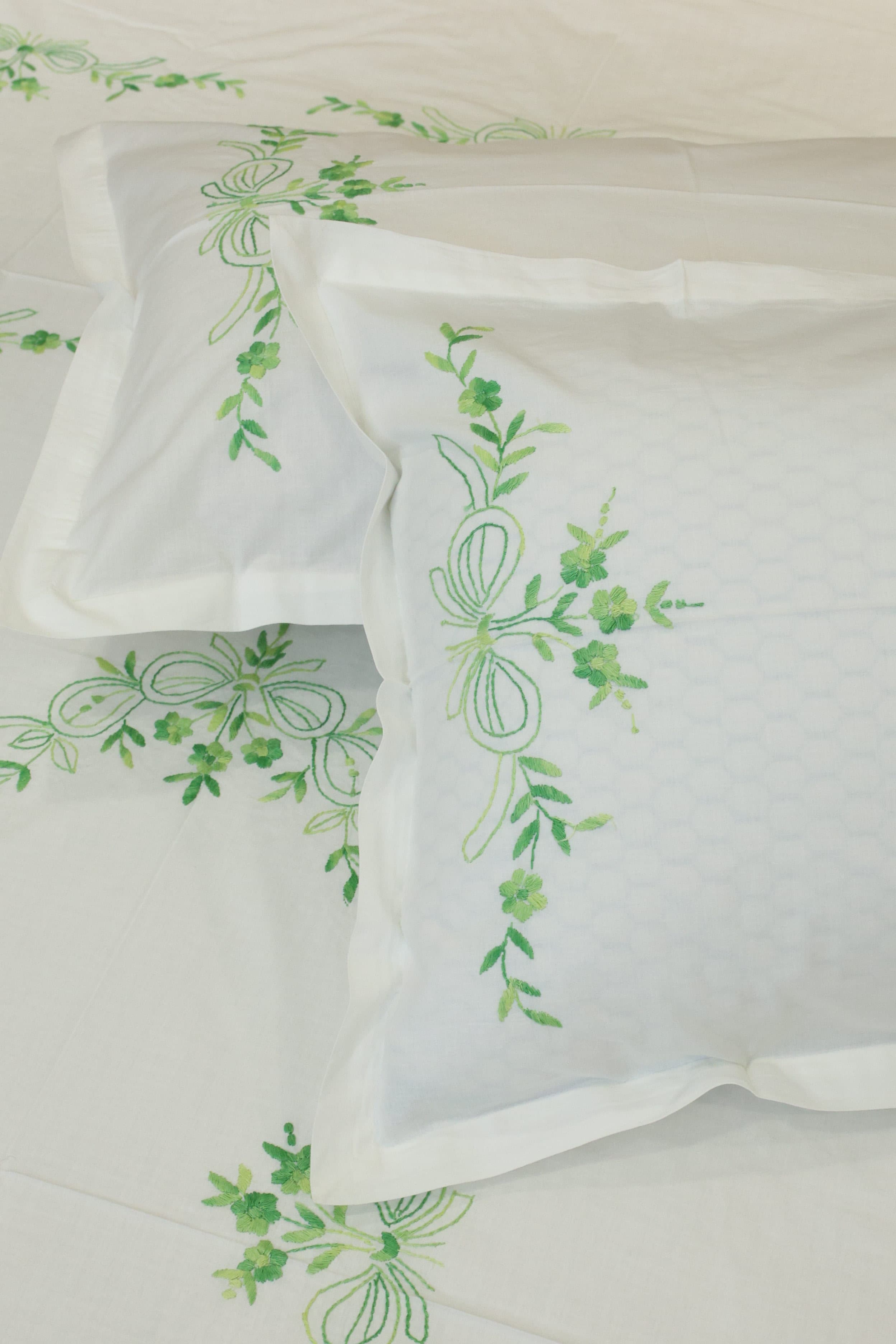 Premium Hand Embroidery Cotton King Size Bedsheet Set with 2 Pillow Covers HEK